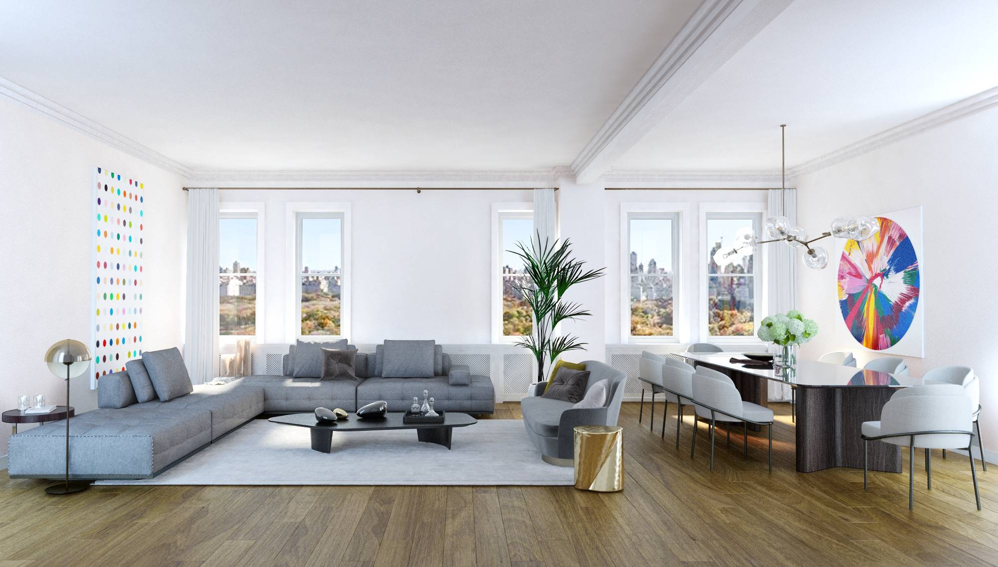 Convertible 4 Bed/ 4 Bath with Stunning Central park views from 11 windows
