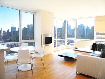 MIDTOWN WEST, Times Square, Theater District - Furnished or Unfurnished **VIEWS OF THE HUDSON RIVER** Lux Full Service Building LARGE TRUE 1 Bed/1 Bath $3200