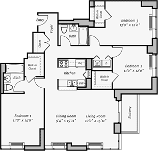 BEST PRICED Long Island City Highrise 3 Bedroom Rental-1452sf Available 7/15/12