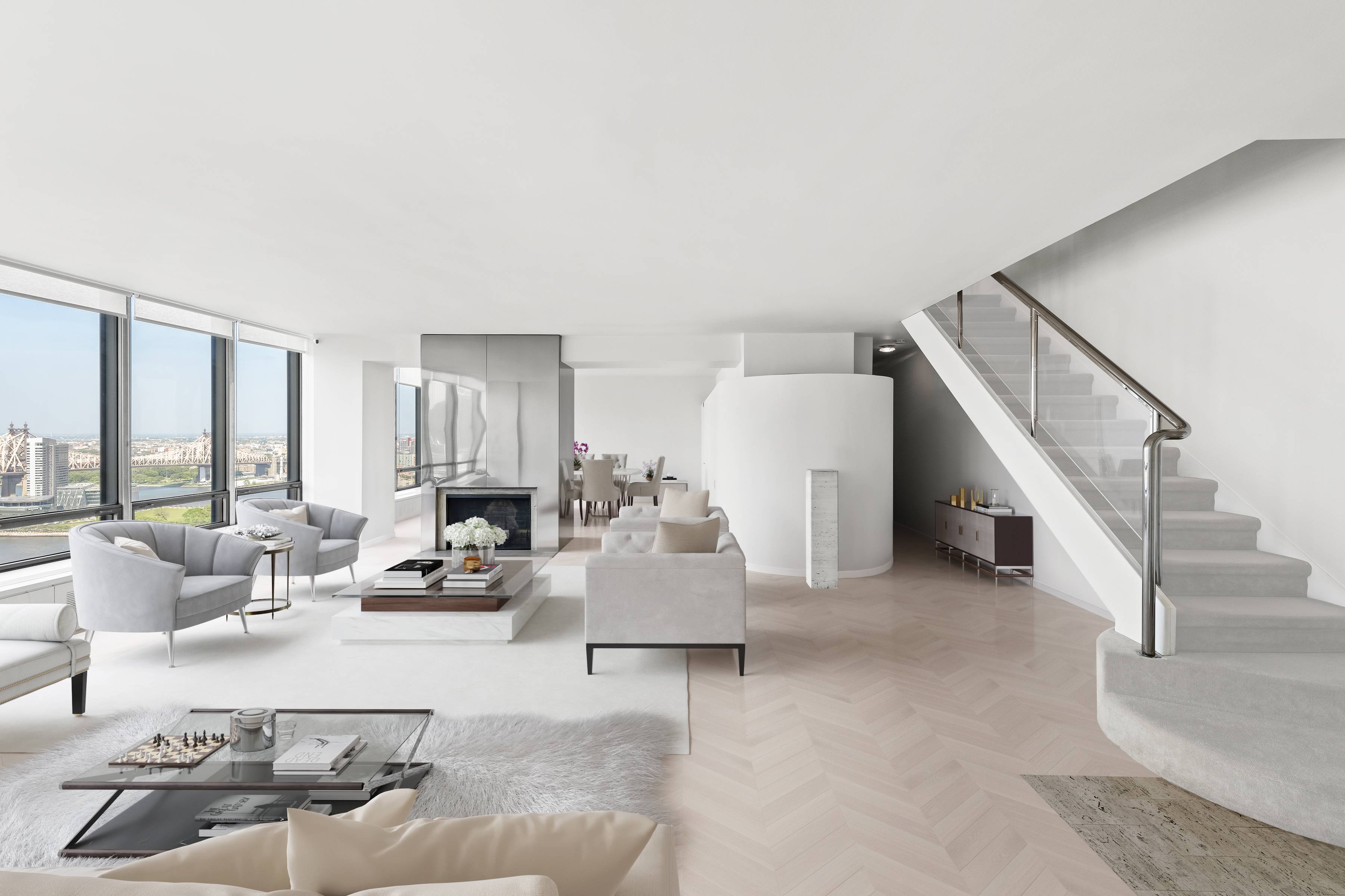 Luxurious and Stunning High Floor 4000 square foot Home with Breathtaking Sky and East River Views through Panoramic Windows