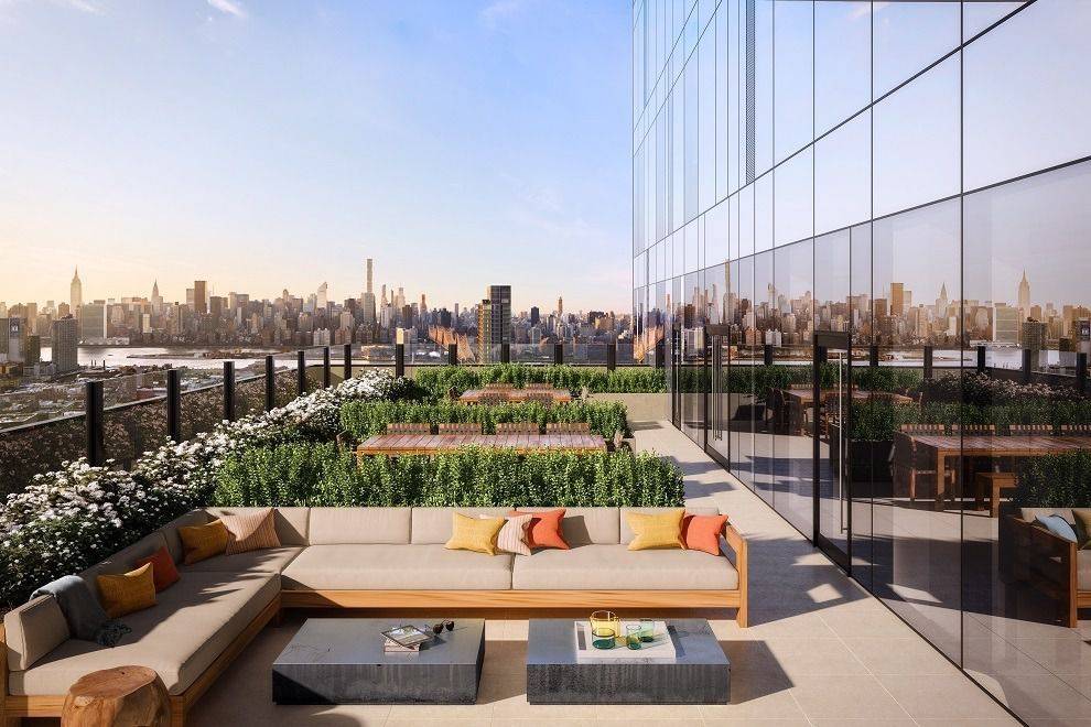 No Fee! 1 Bedroom Apartment in LIC with bathroom that offers a tri-view mirror with storage and custom European vanity.