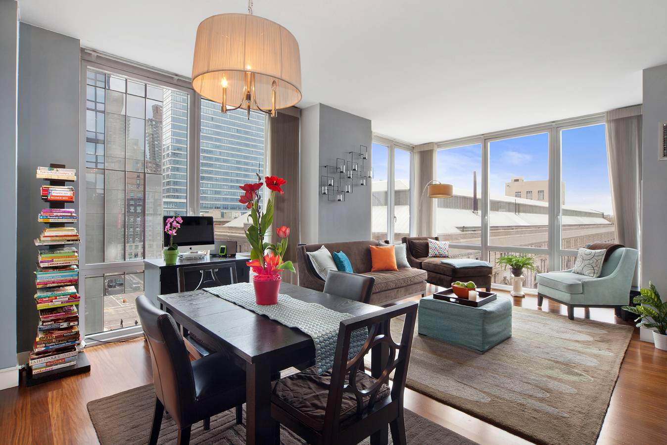 Upper West Side, Luxury Condominium, 10 West End Avenue, Residence 8-H Magnificent, Large Southwest  Corner, Two Bedroom, Two Bath Home , Immaculate Condition,  Contemporary Design