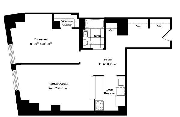 Extra Large 1 Bedroom - Full Service Building