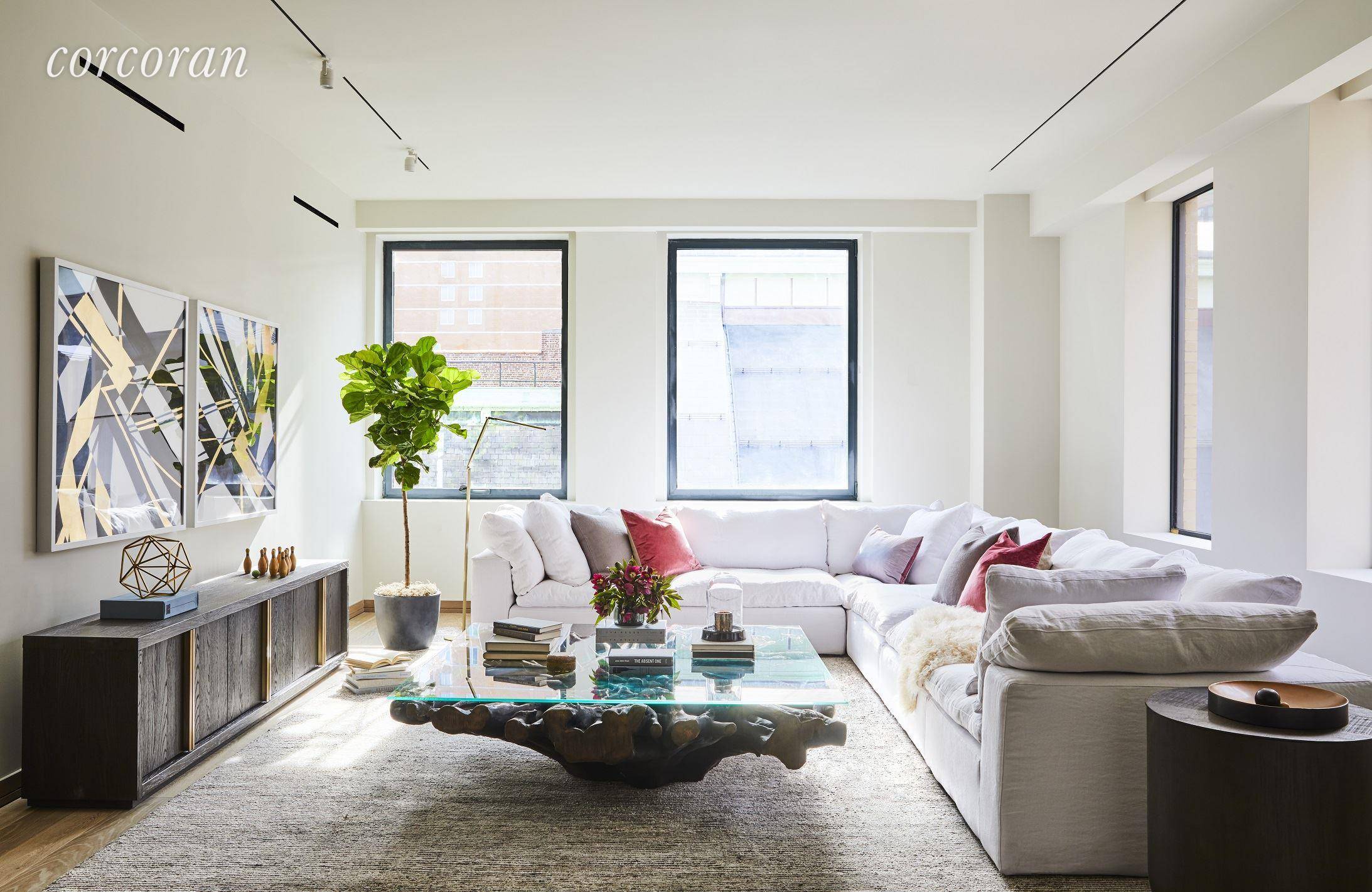 IMMEDIATE OCCUPANCY. This three bedroom, three and a half bath corner residence features dramatic 10' ceilings and oversized windows with southern and western exposures bathing each room in natural light, ...