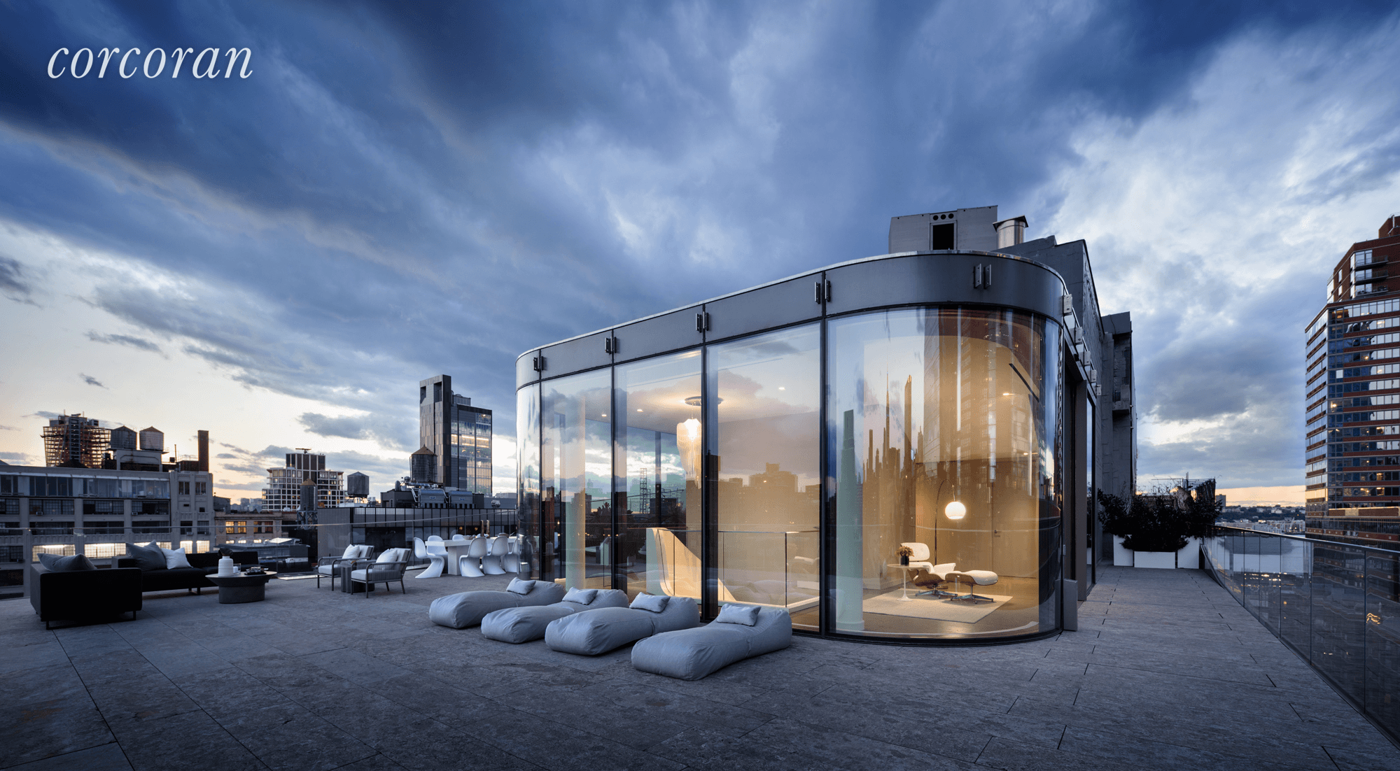This spectacular penthouse combines the neighboring penthouse for a combined total of 11, 121 square feet interior.