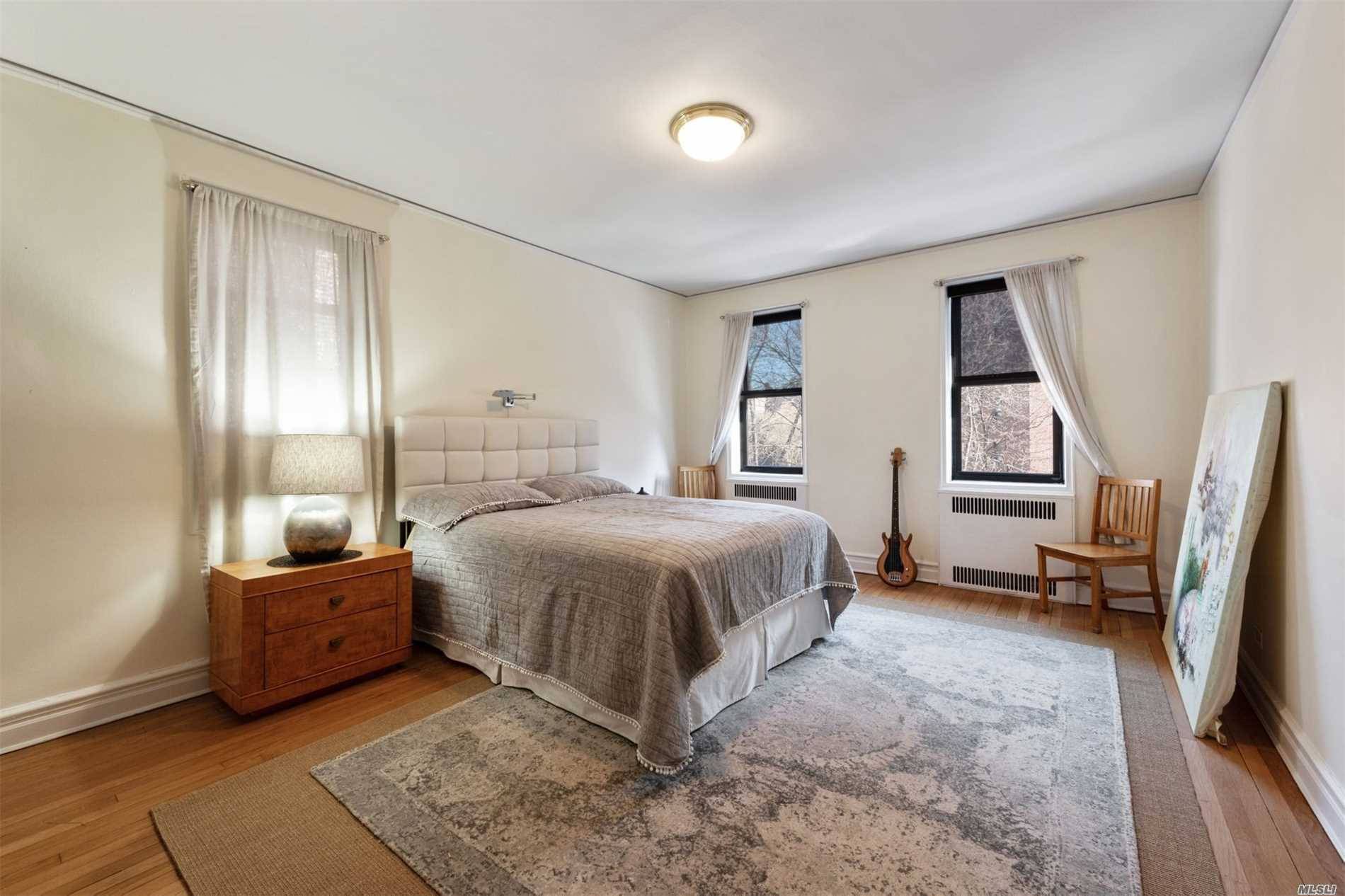 This corner one bedroom apartment which faces predominantly east but has northern exposure as well, has oversized rooms often found in buildings of this era.