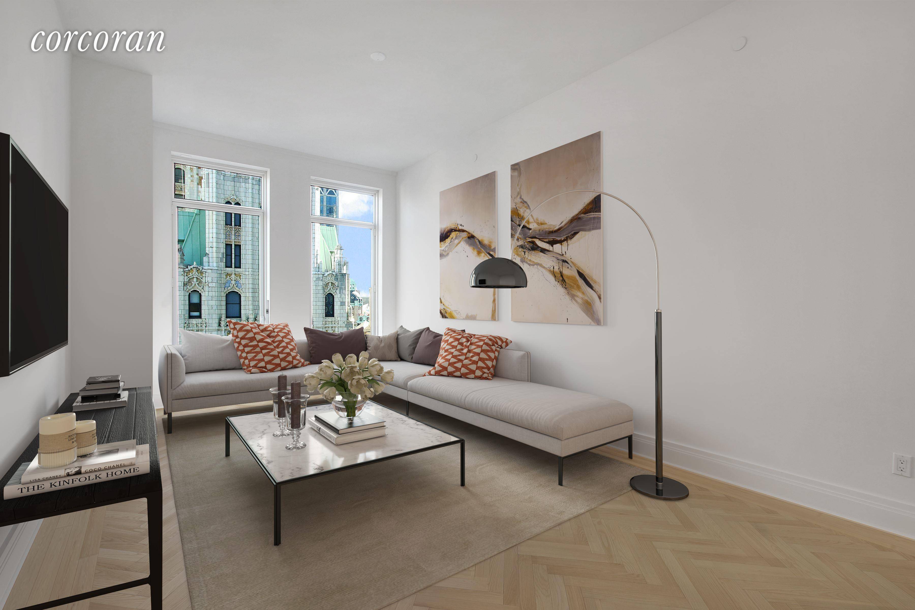 Lease Signed Pending Approval This 1, 100 square foot residence is located on the eastern side of the building with abundant light and views of Lower Manhattan.