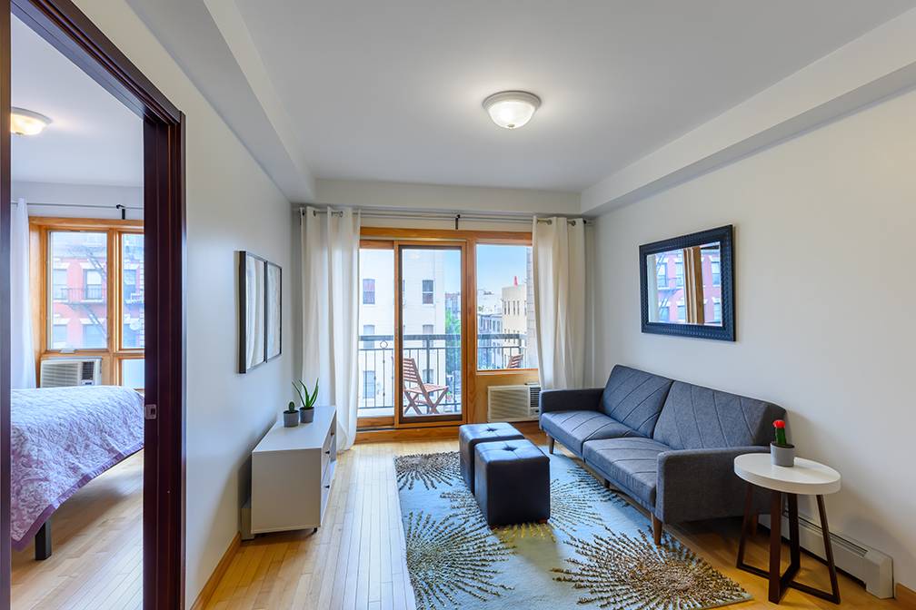 Modern 1-bed condo with private balcony in prime East Williamsburg.
