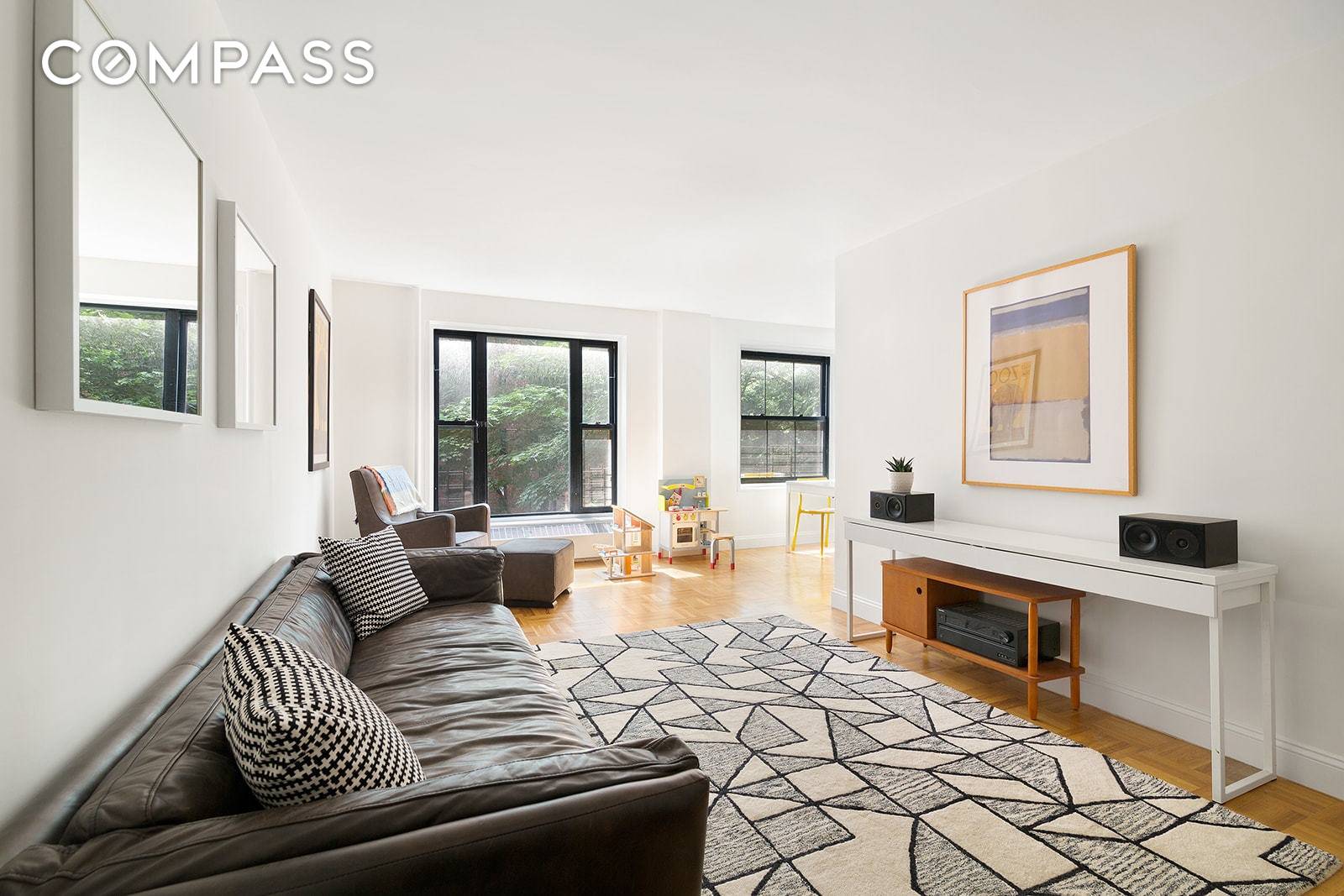 Sunny and oversized two bedroom convertible three, one bathroom corner unit on the South Campus of the Clinton Hill Co ops.