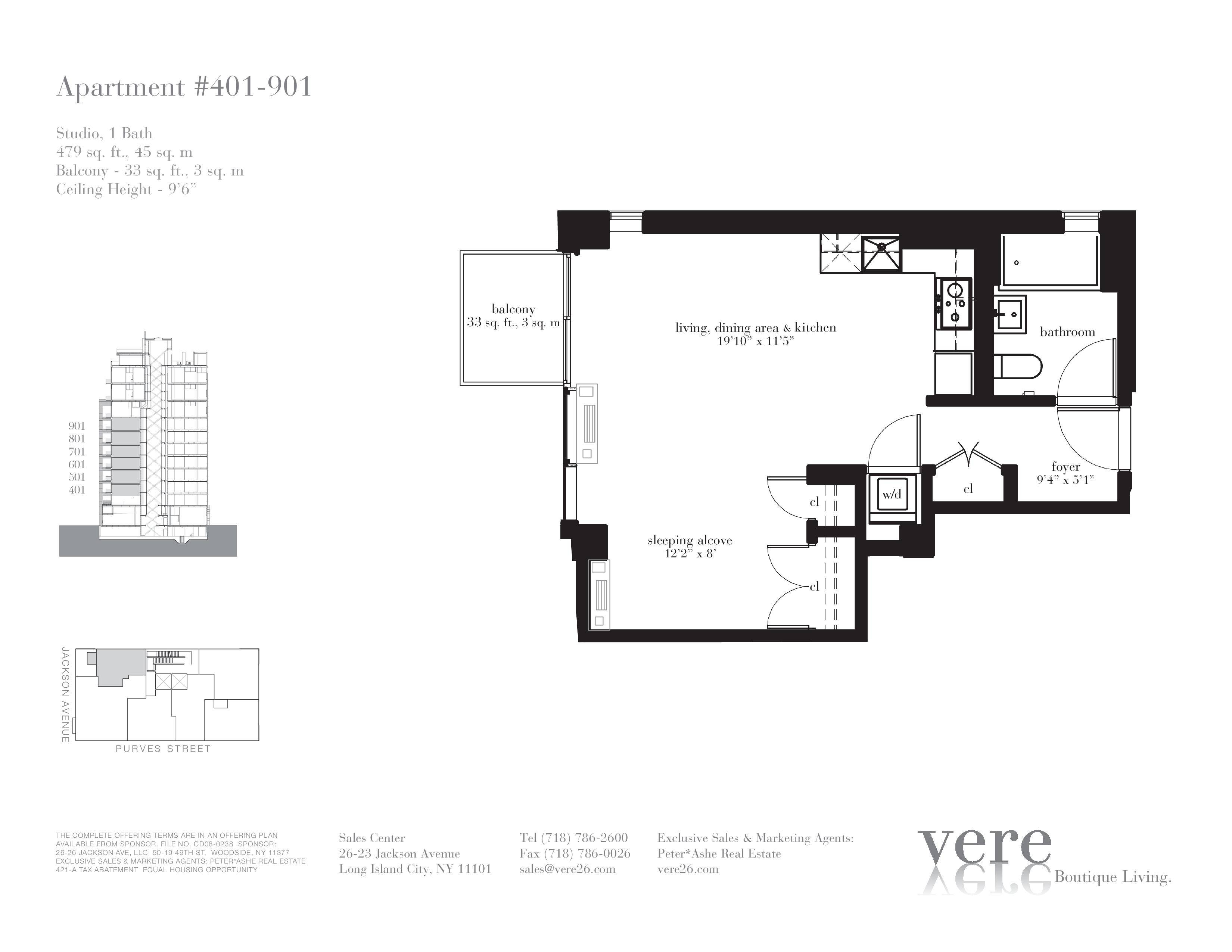 Large Alcove Studio - 8th Floor / west facing - Available Dec 1st. 
