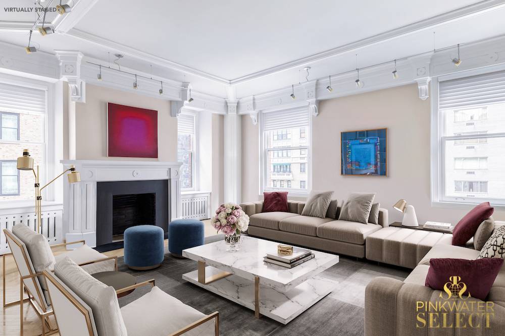 This pristine, mint condition apartment on Park Avenue has all the charm and look of a chic Parisian atelier, with its elegant prewar details, beautiful moldings, and cove ceilings.