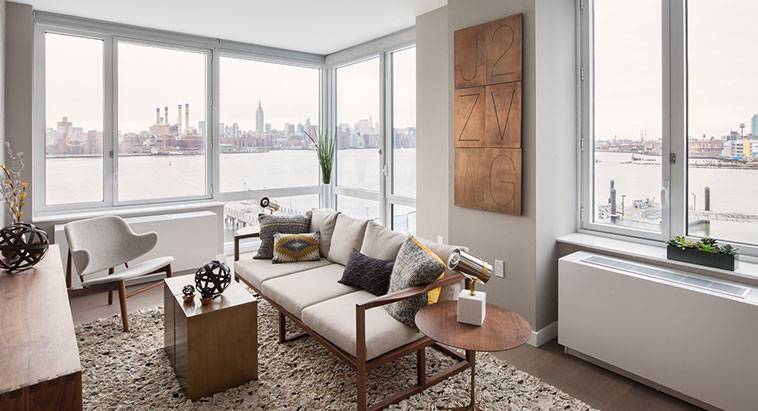 New Williamsburg Waterfront Rental Property, New Large 2 Bedroom 2 Bath Rental, Full Service, Gym, Pool, W/D, No  Fee 