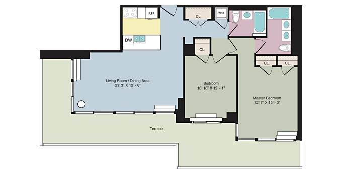 Luxury 2 bedroom with *terrace* and all amenities.