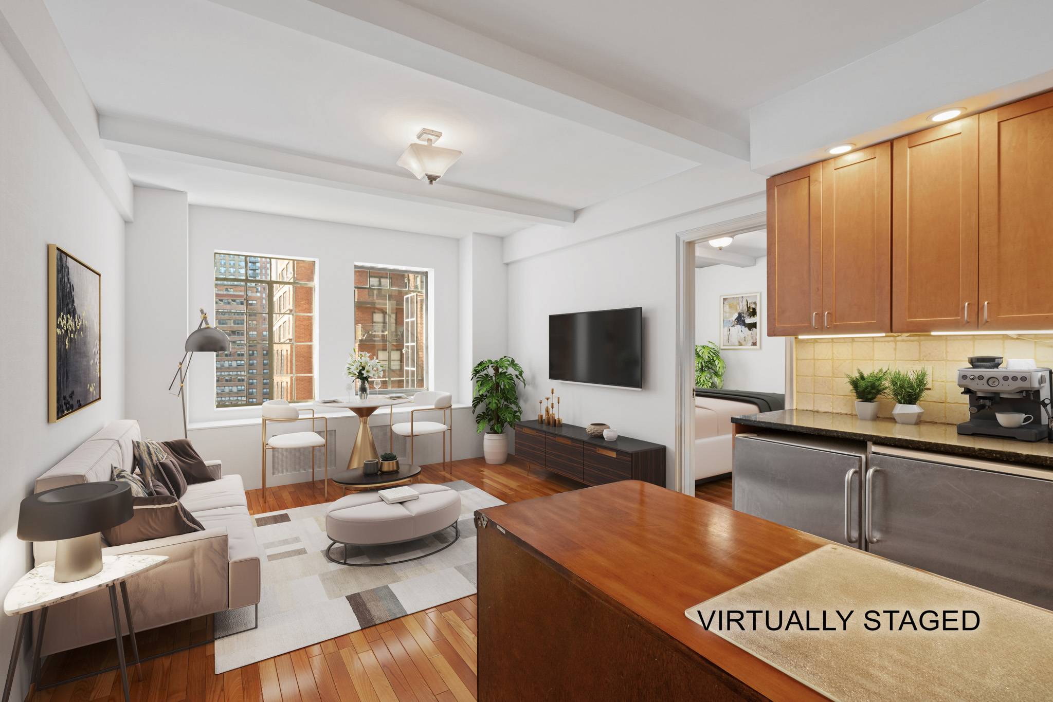 Sun-filled one bedroom with beamed high ceilings and gorgeous original detail available in Tudor City.