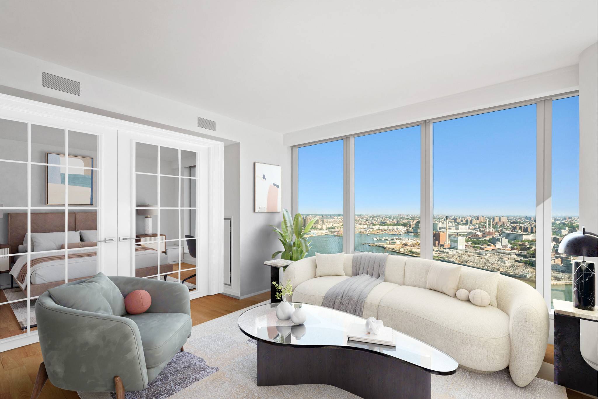 This gorgeous 3 Bedroom 3 Bathroom residence with breathtaking endless views from 43rd floor at the Luxurious One Manhattan Square - FOR RENT!
