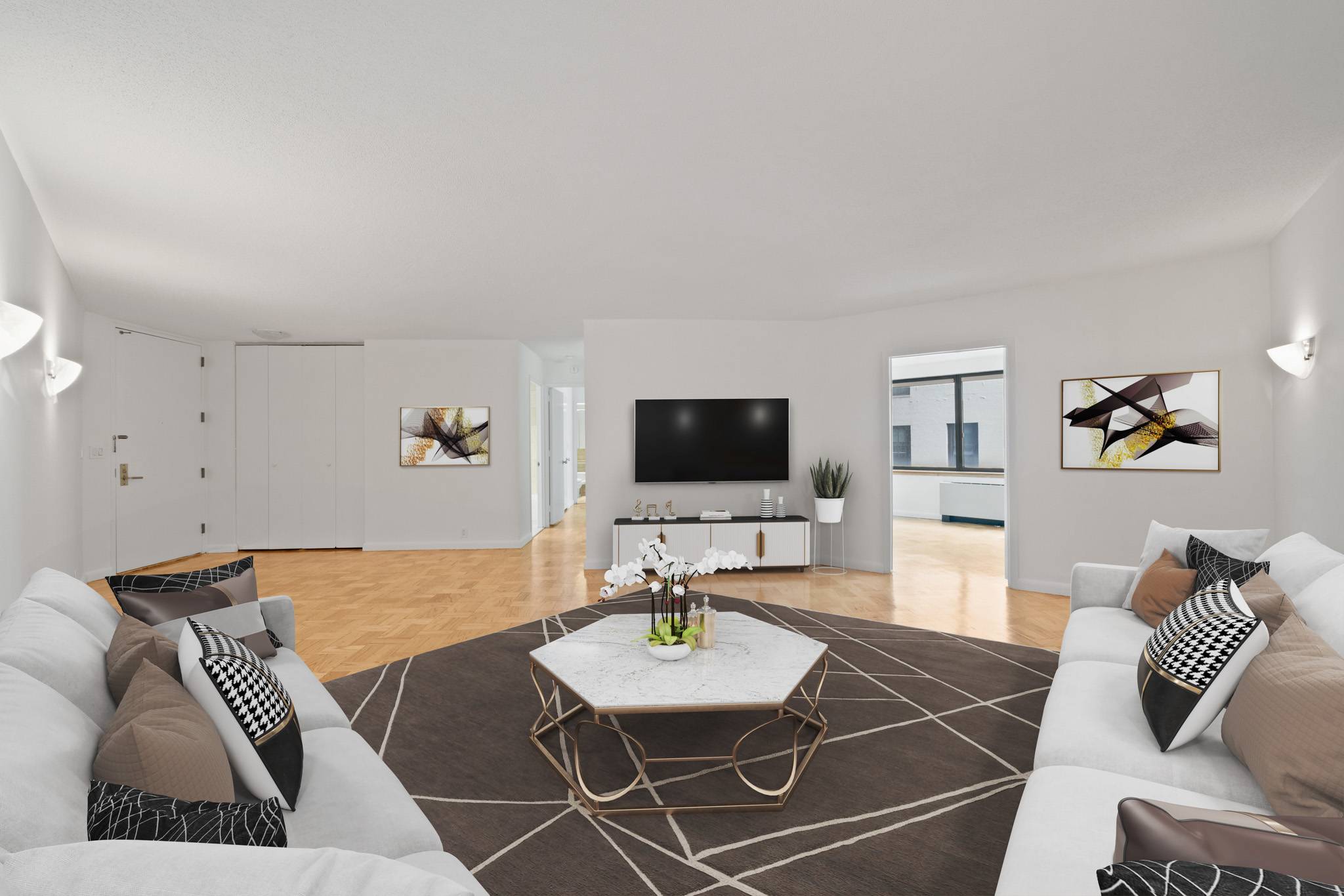 2 bedroom 2 full bathroom apartment with city views and 3 exposures (West, North/East) is available for rent at The Horizon!