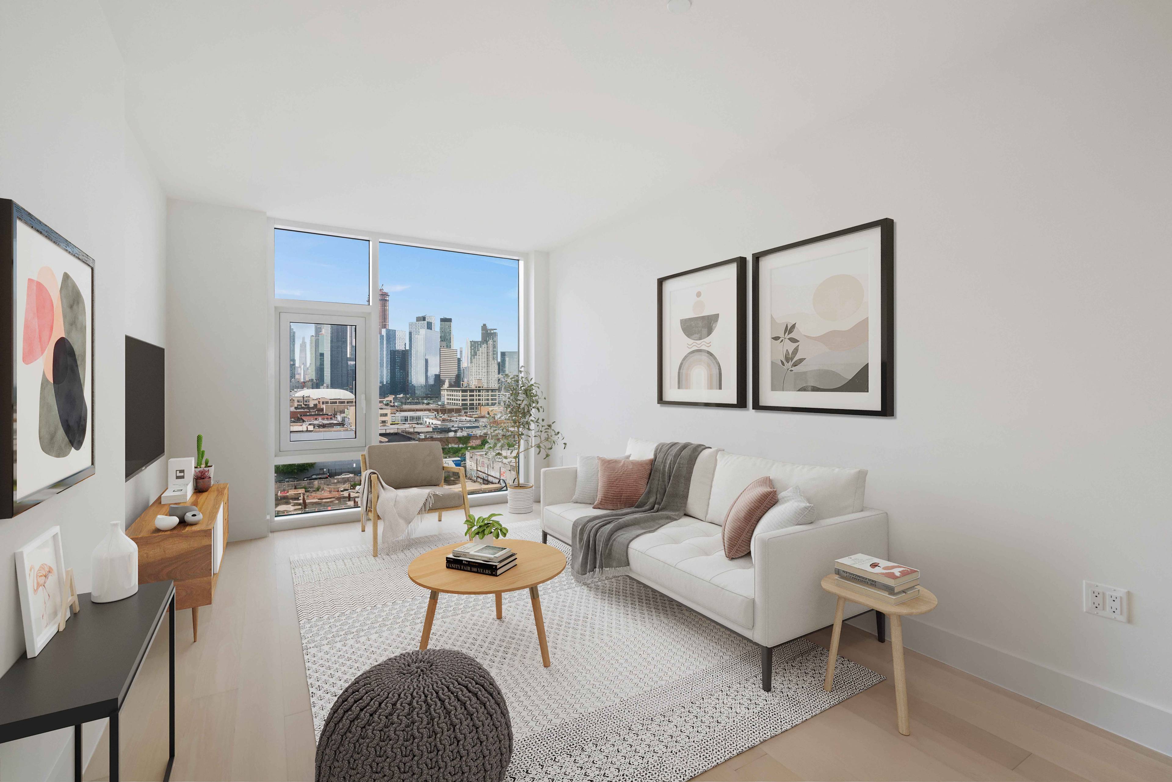 Direct NYC Skyline Views | Extra Large 2 Bed 2 Bath | Island Kitchen | New Building