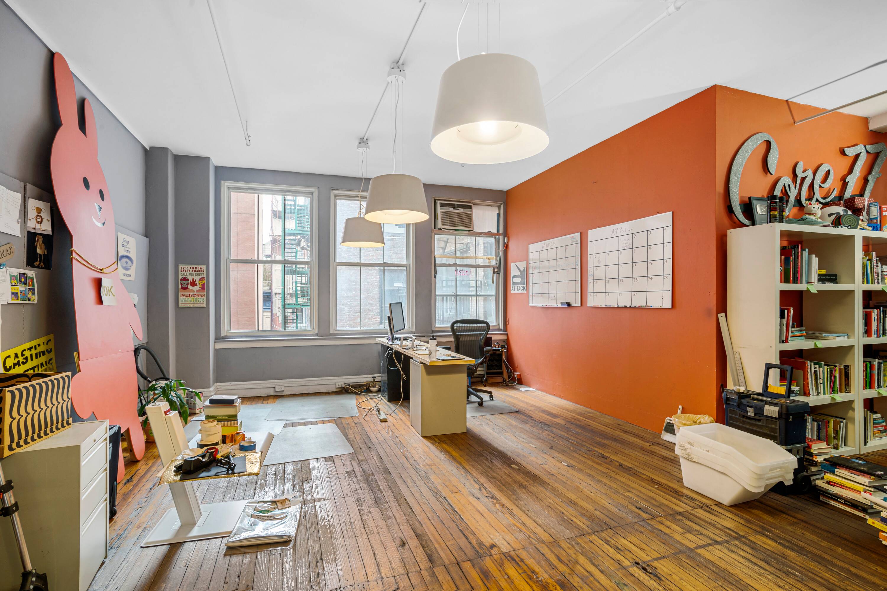 classic SoHo office loft for rent : priced to move : unique, historic, useful, creative space : large west facing windows