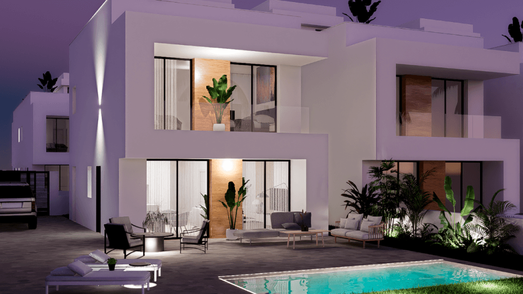 New Build residential of modern independent and semi-detached villas in La Zenia, Orihuela Costa.