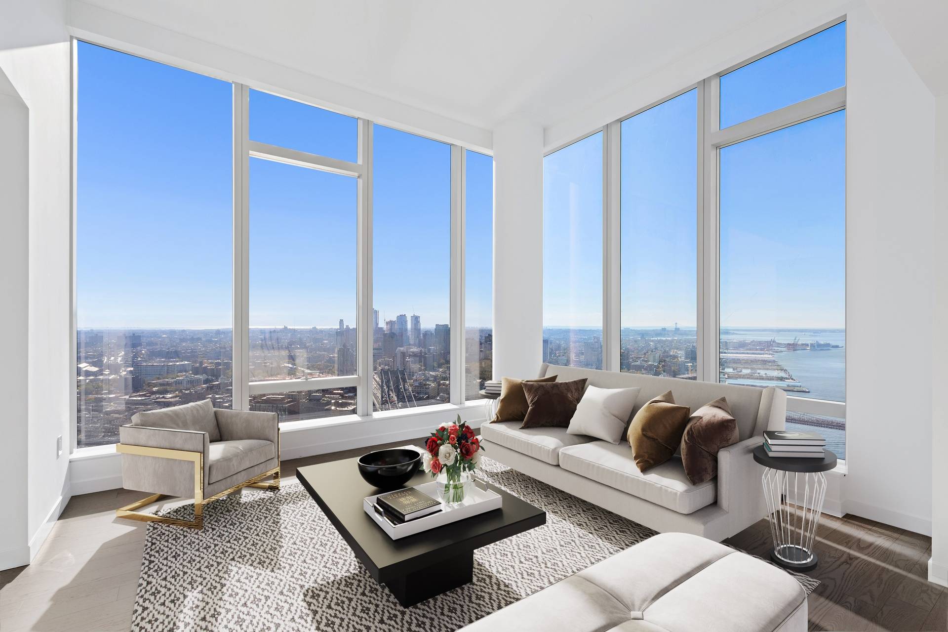 This gorgeous 3 Bedroom 3 Bathroom residence with breathtaking endless views from 43rd floor at the Luxurious One Manhattan Square - FOR RENT!