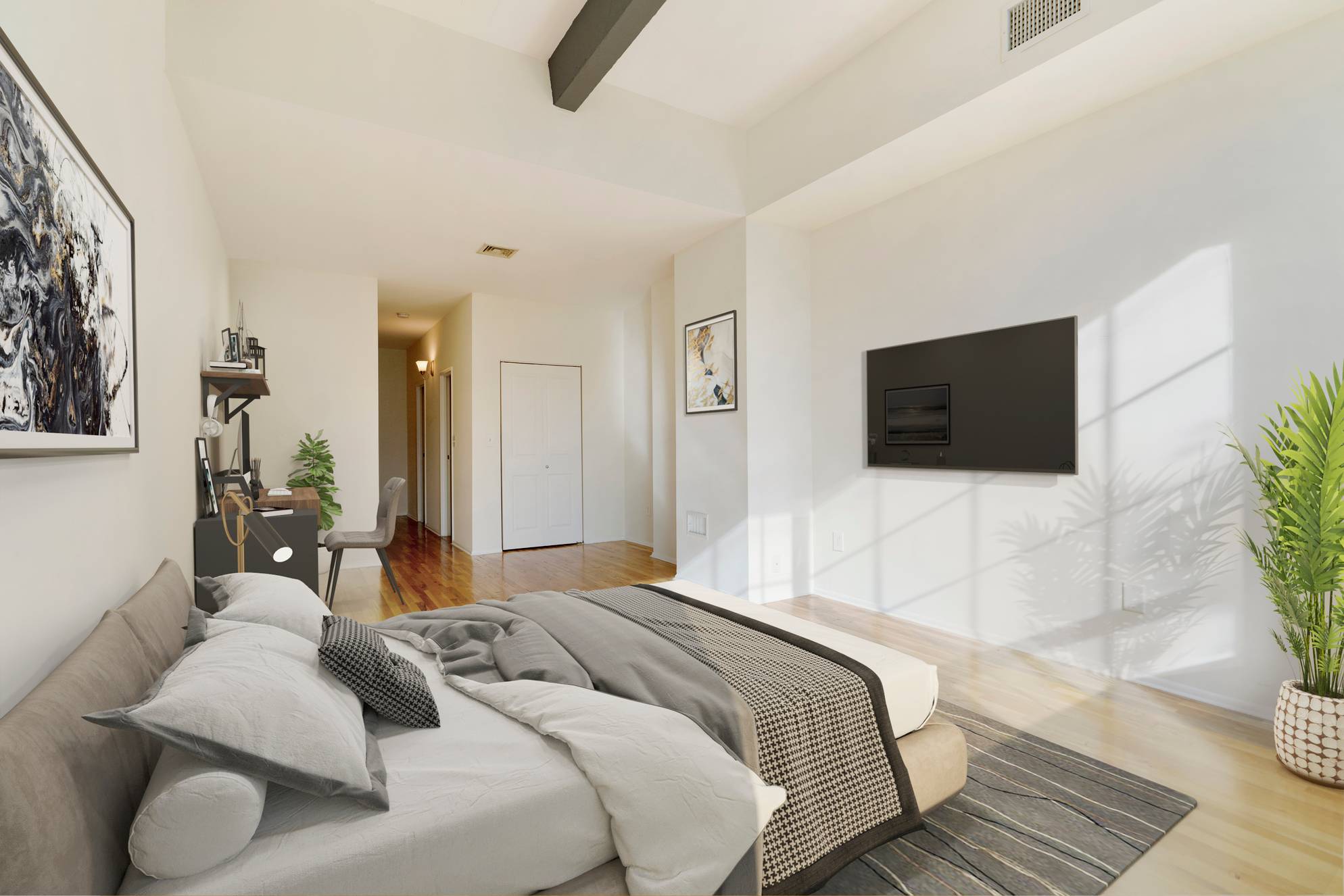 Beautiful Open 1BR 1.5Ba Soho Loft Style Apartment for Rent at the Grand Adams!  Laundry In Unit and Laundry Room On Site!  2 Outdoor Courtyards!  Beautiful location in Downtown Hoboken!  $1000 Security, No Fees!
