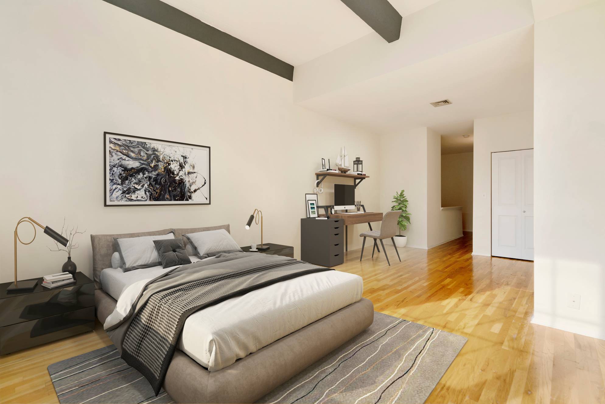 Beautiful Open 1BR 1.5Ba Soho Loft Style Apartment for Rent at the Grand Adams!  Laundry In Unit and Laundry Room On Site!  2 Outdoor Courtyards!  Beautiful location in Downtown Hoboken!  $1000 Security, No Fees!