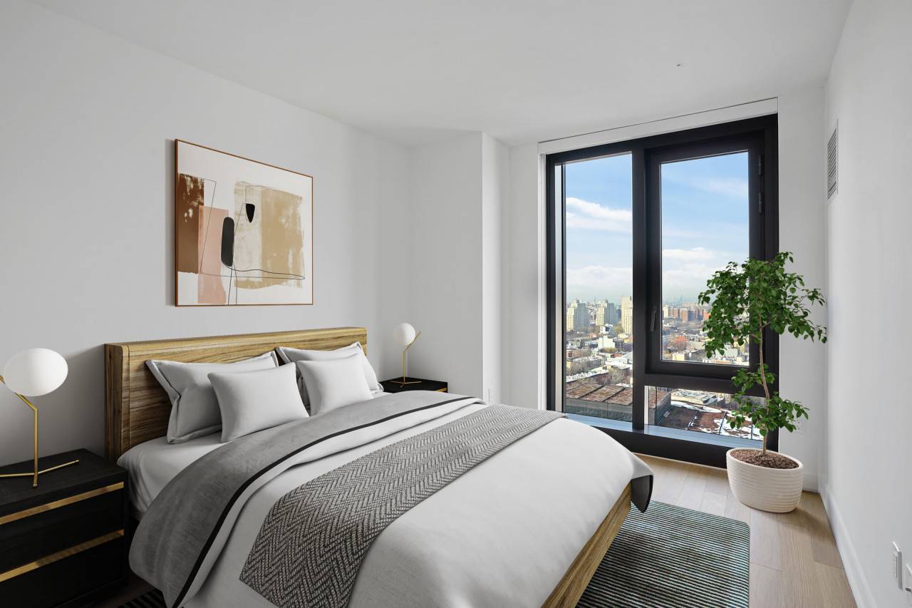 1 BEDROOM CORNER APARTMENT WITH UNOBSTRUCTED VIEWS SEEN THROUGH FLOOR-TO-CEILING WINDOWS