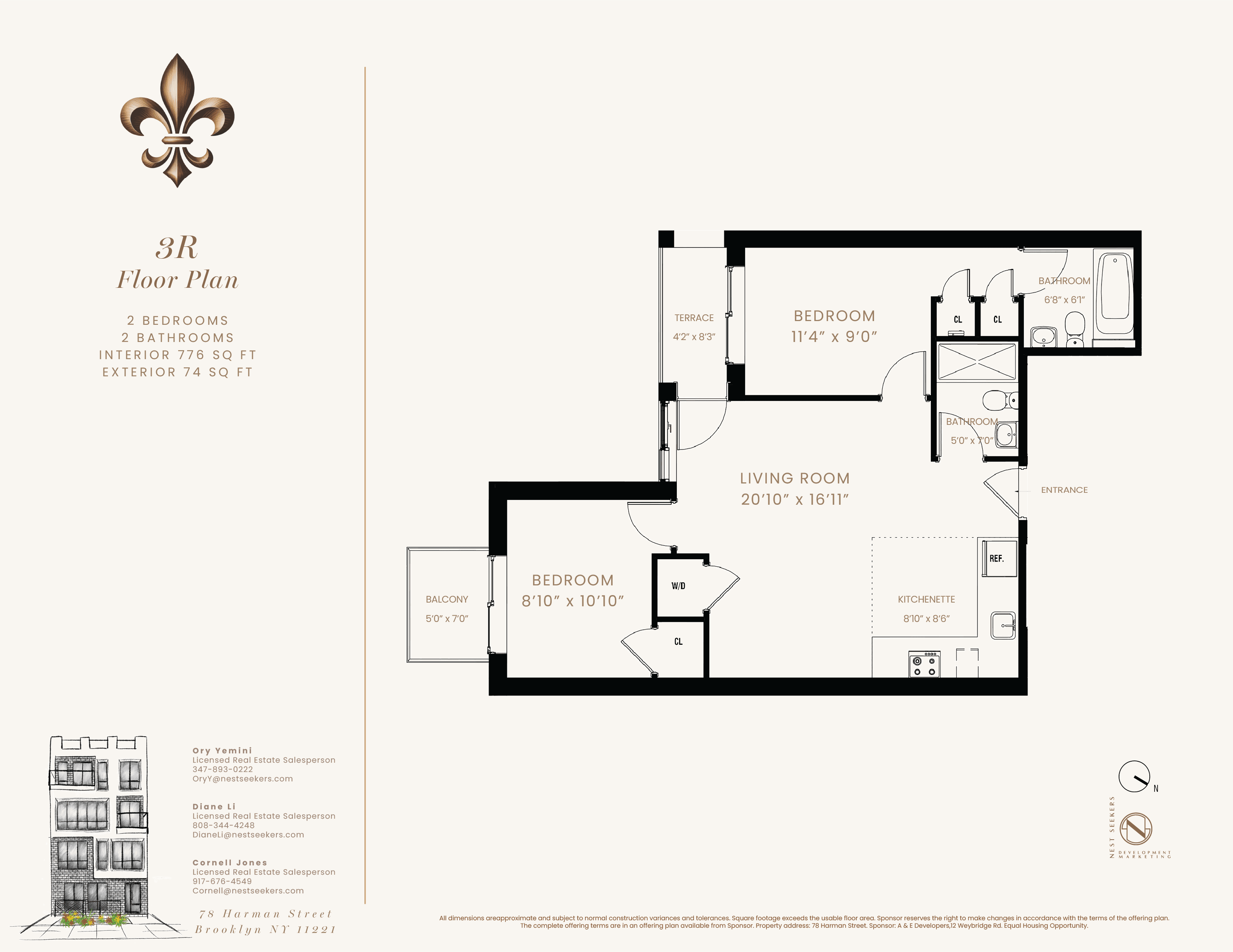 2 BED/2 BATH with 2 PRIVATE OURDOOR FOR SALE in HOT NEW DEVELOPMENT IN BUSHWICK!