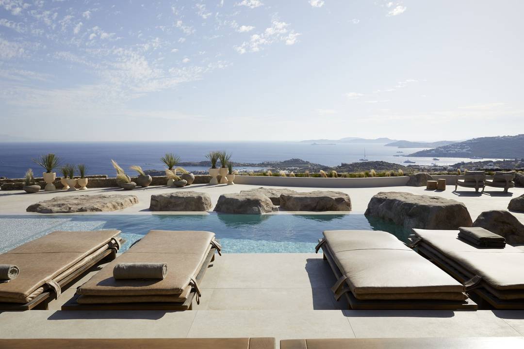 Sanctum Blanc Estate | Mykonos's Most Extraordinary New Estate with Private Tennis Court, Chapel, Spa & Heated Infinity Pool