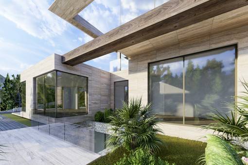 With panoramic views of the sea and the mountains, the villa is spread over 3 levels and comprises spacious and bright interiors.