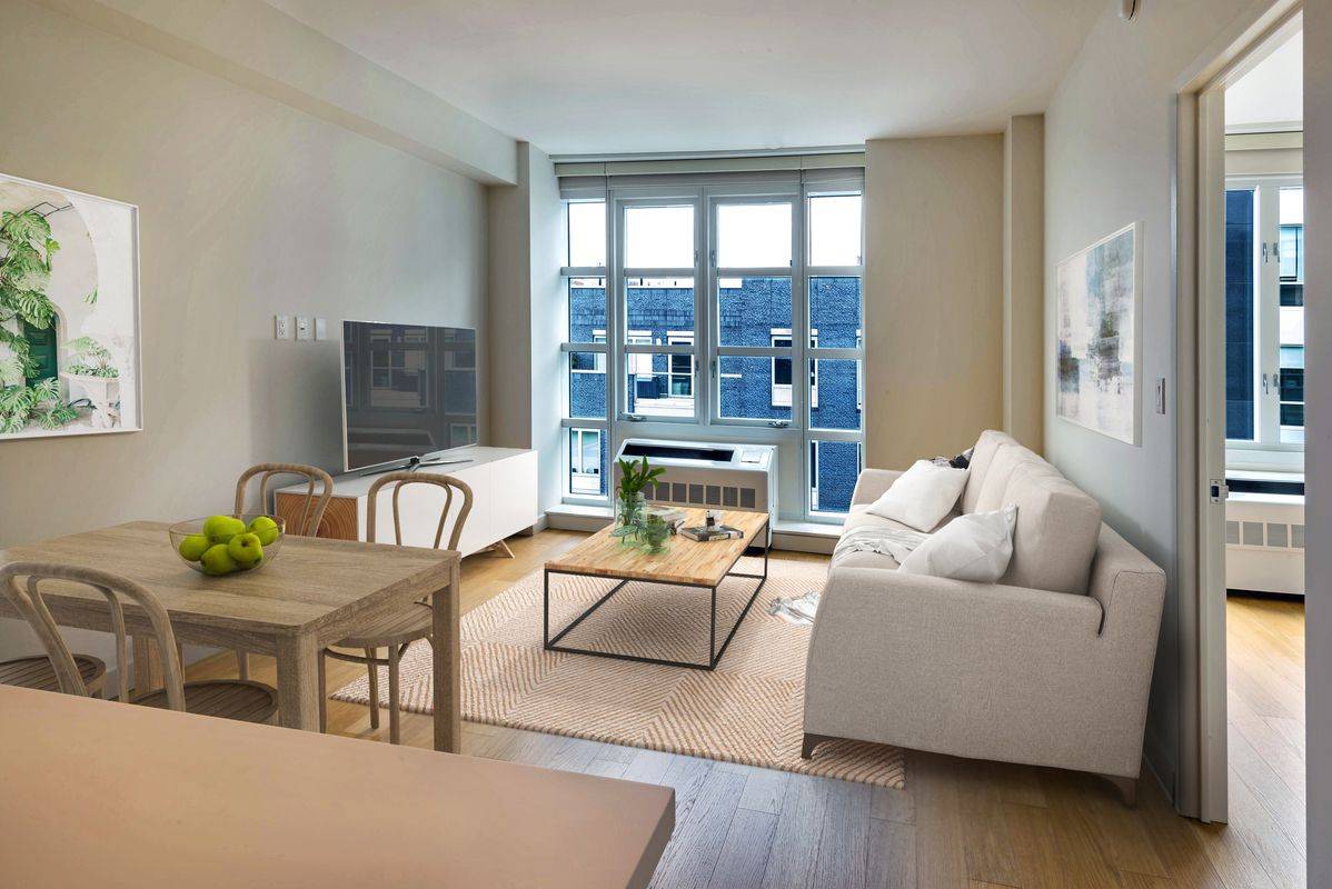 Brightly Lit 1 bed/ 1 bath Apartment in luxury Williamsburg building , No Fee . W/D in unit