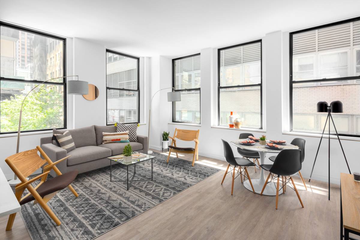 No Fee, 3 months Free, 4 rooms 1-2 Bed/1Bath steps to Seaport $3,339