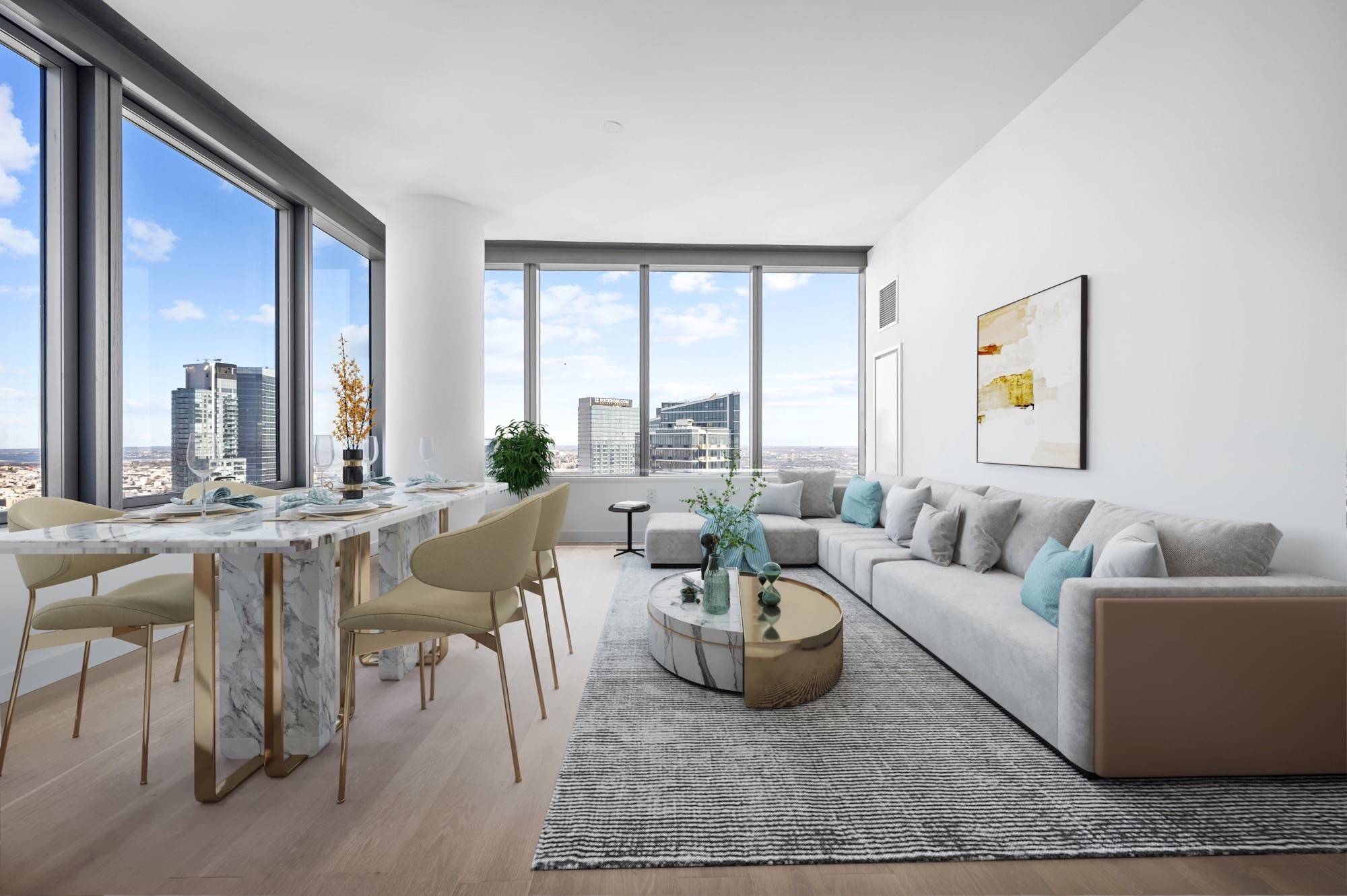 Breathtaking open city & water views from 2-bed 2-bath apartment on 47th floor
