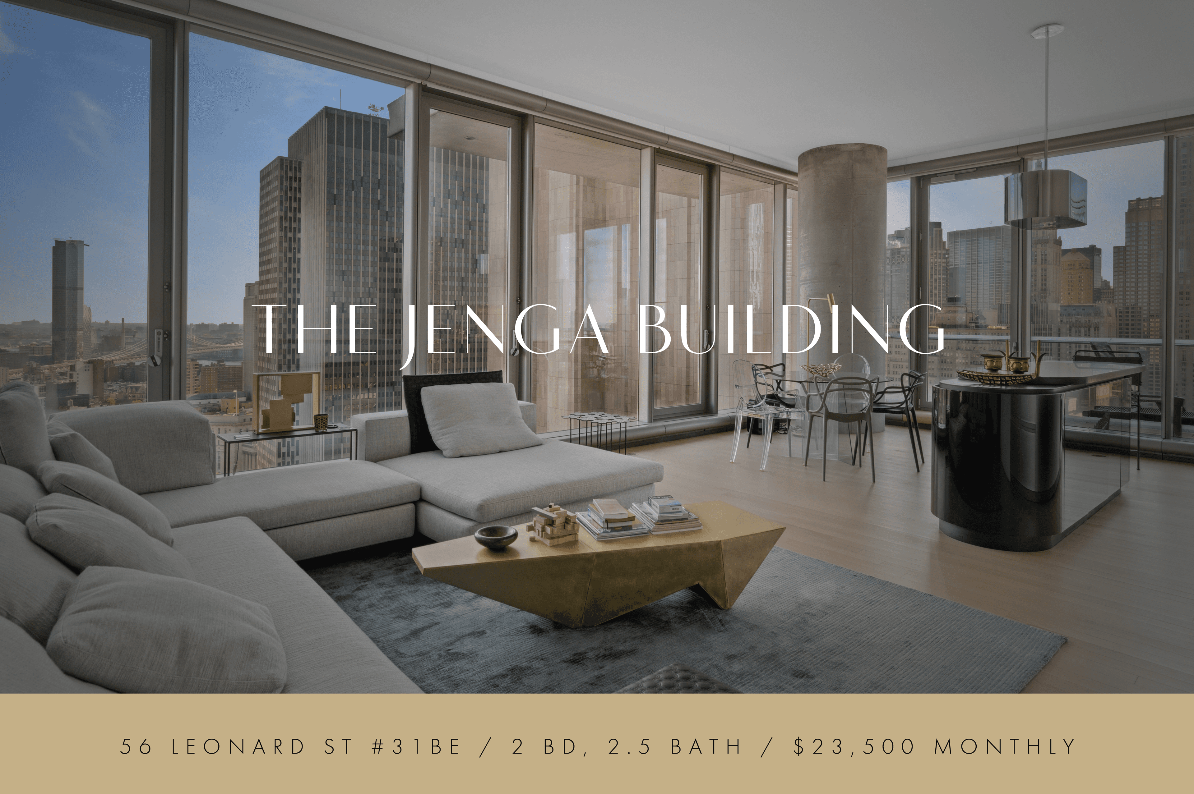 Inspired and Elevated Luxury, 2BD 2.5BA at TriBeCa's Iconic Jenga Tower