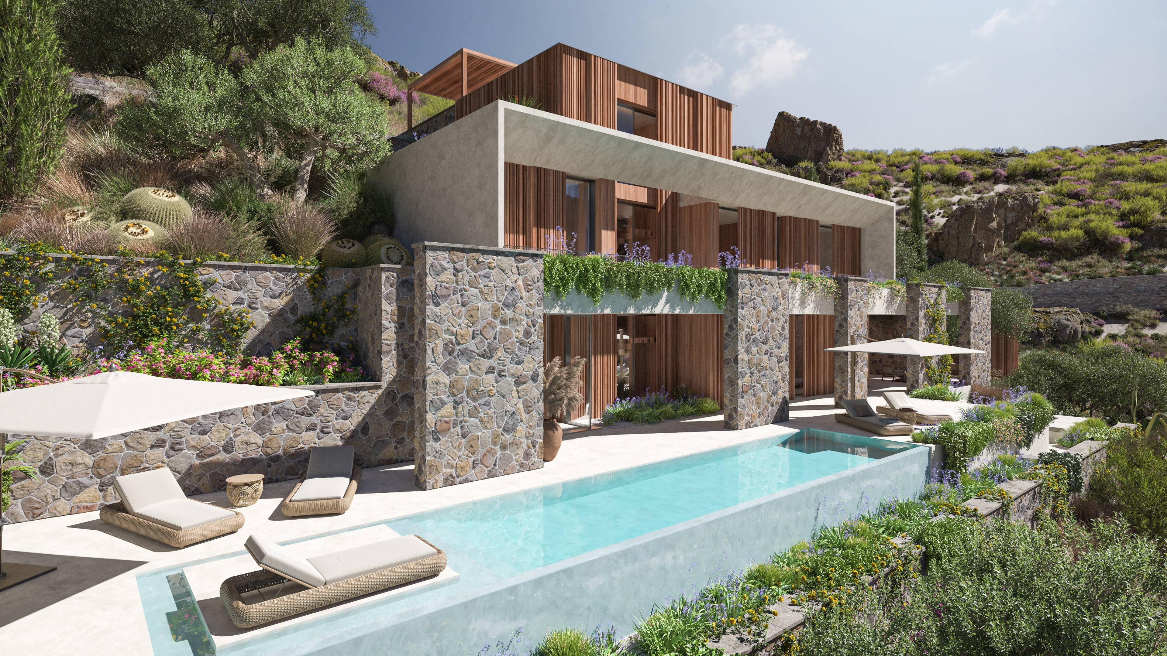 Luxury 4-Bedroom Seafront Villa in a Sustainable Private Resort in the Heart of Crete with Maid or Guest Quarters, Infinity-Edge Swimming Pool and Full Sea Views