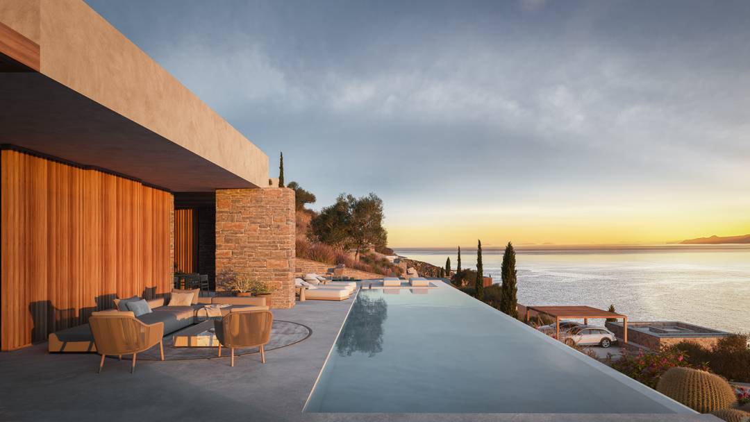 Luxury 5-Bedroom Seafront Villa in a Sustainable Private Resort in the Heart of Crete with Maid or Guest Quarters, Infinity-Edge Swimming Pool and Full Sea Views