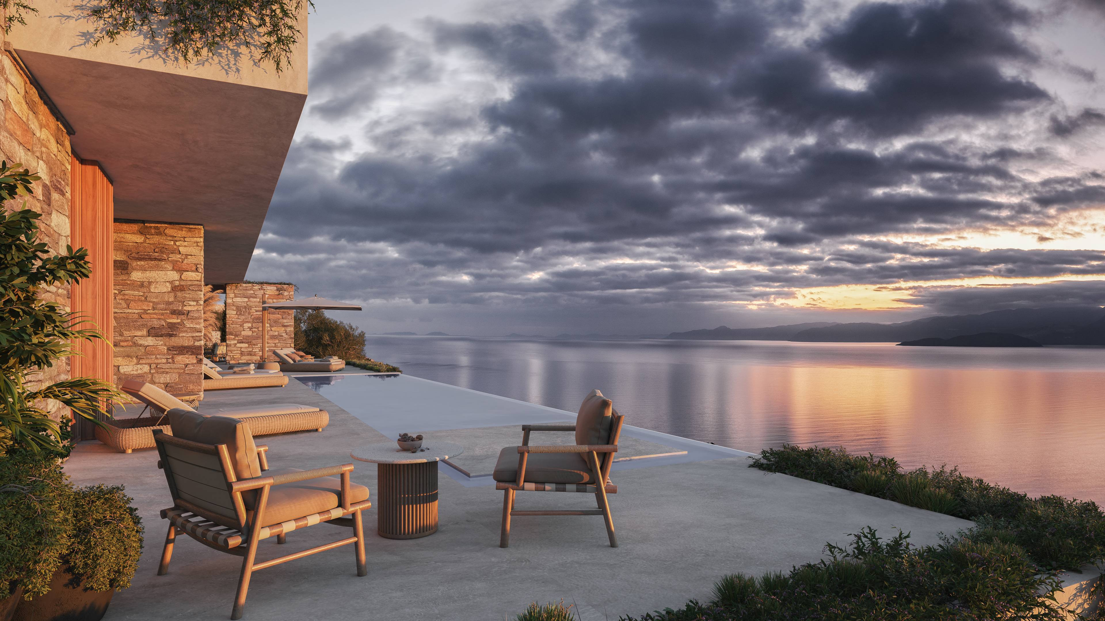 Luxury 5-Bedroom Seafront Villa in a Sustainable Private Resort in the Heart of Crete with Maid or Guest Quarters, Infinity-Edge Swimming Pool and Full Sea Views