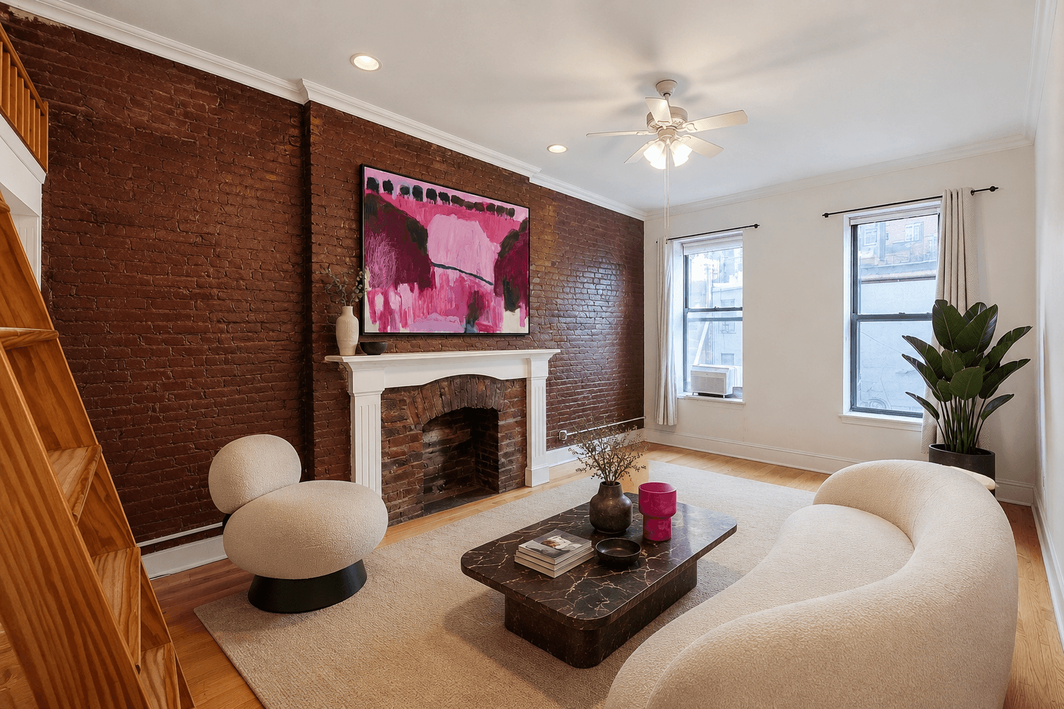 Sun-Filled Upper West Side Duplex 1BR with Loft, Fireplace