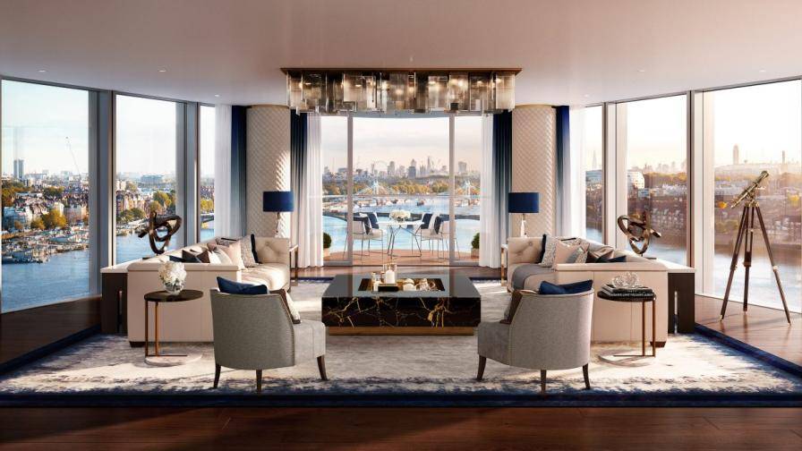 Amazing 4-bed apartment at the 34th floor of a high spec building with breathtaking views across the River Thames and the London Skyline.