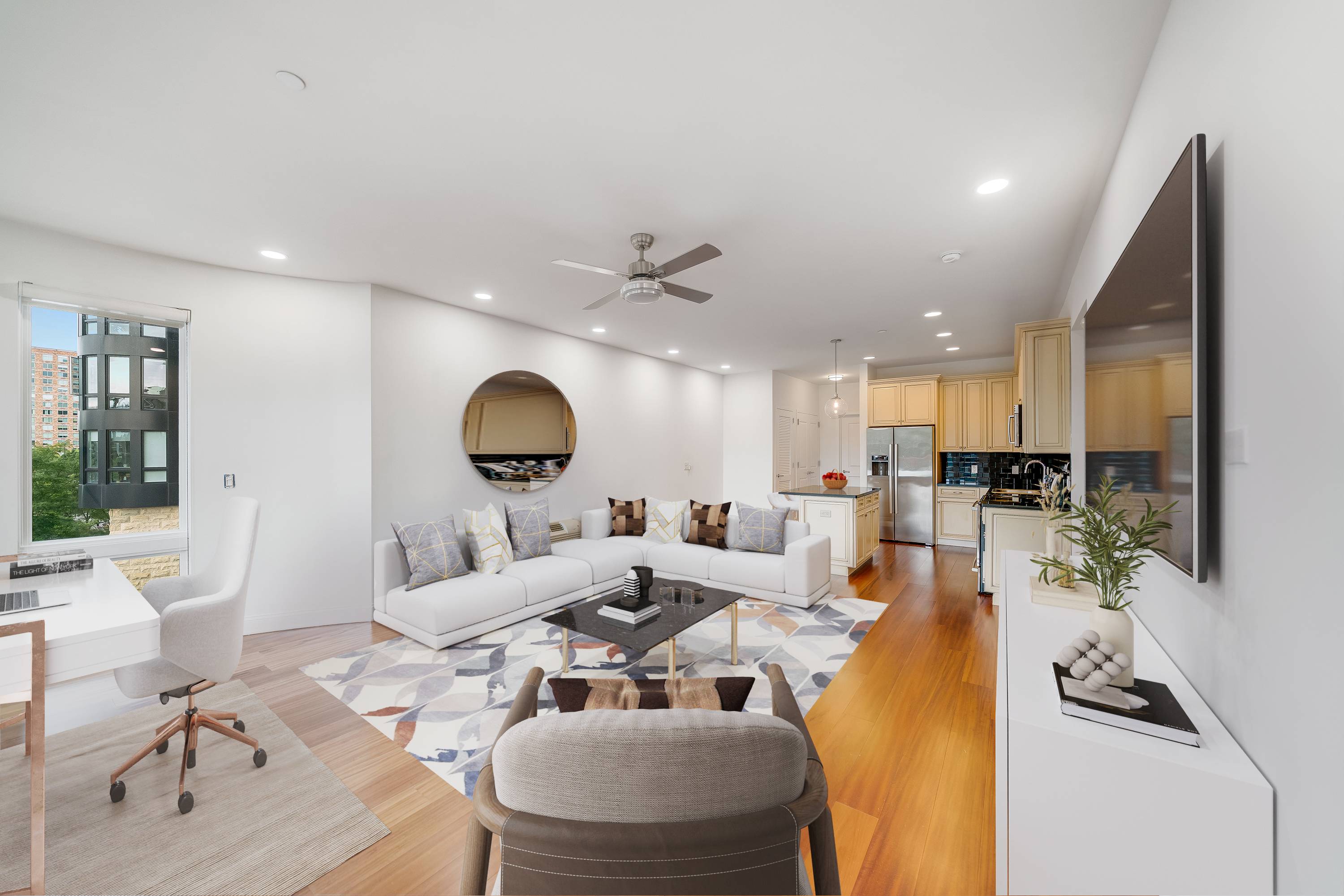 Open 1 Bedroom 1.5 Bath Layout now available at The Infinity in Edgewater NJ!  Over 1,000 Sqft of living space!  Eastern Views.