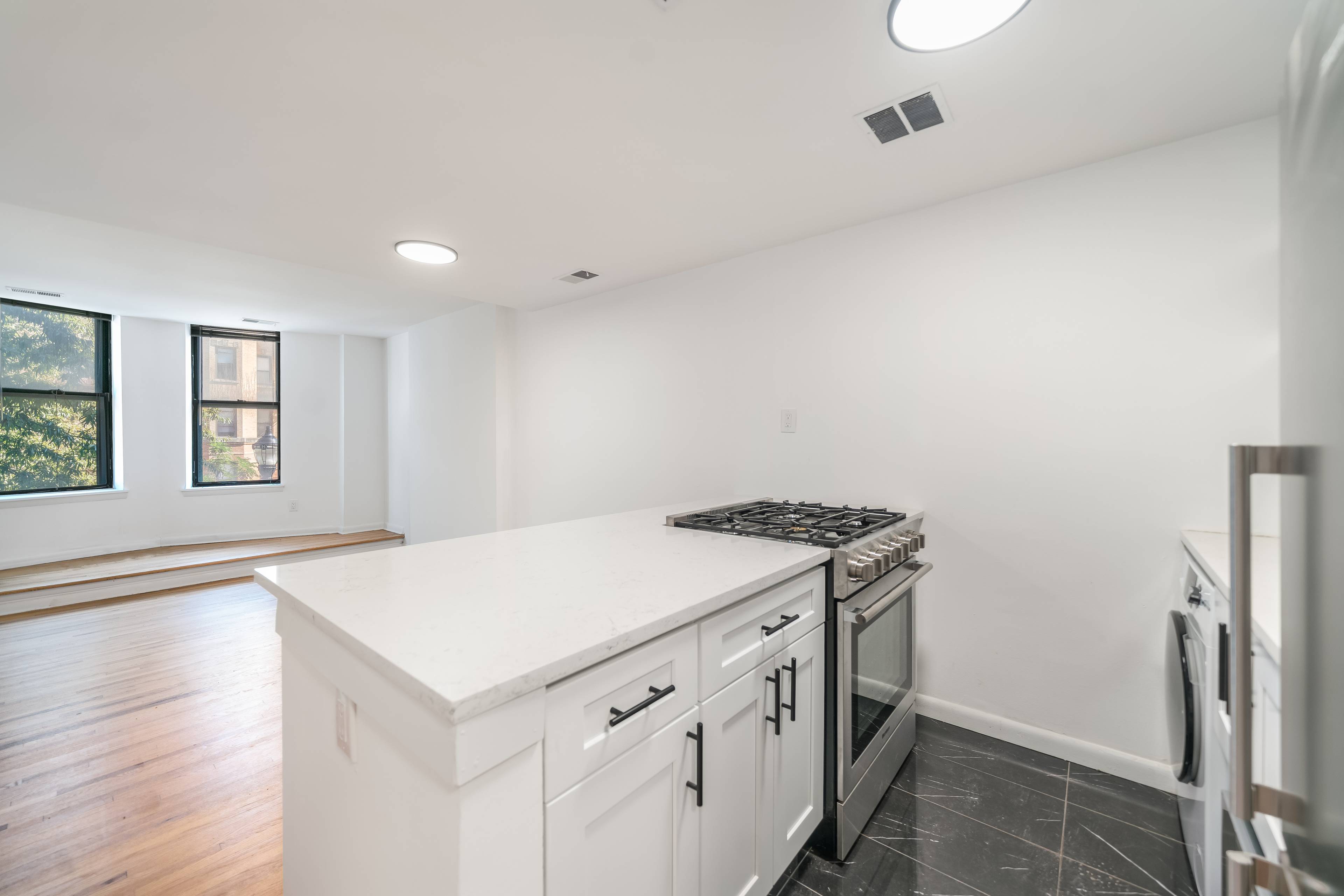 Newly Renovated 2 Bedroom 1 Bath Apartment located at 1224 Washington Street in Uptown Hoboken.  Washer.Dryer Combo Unit!  Central AC and Heating!  No Fee!