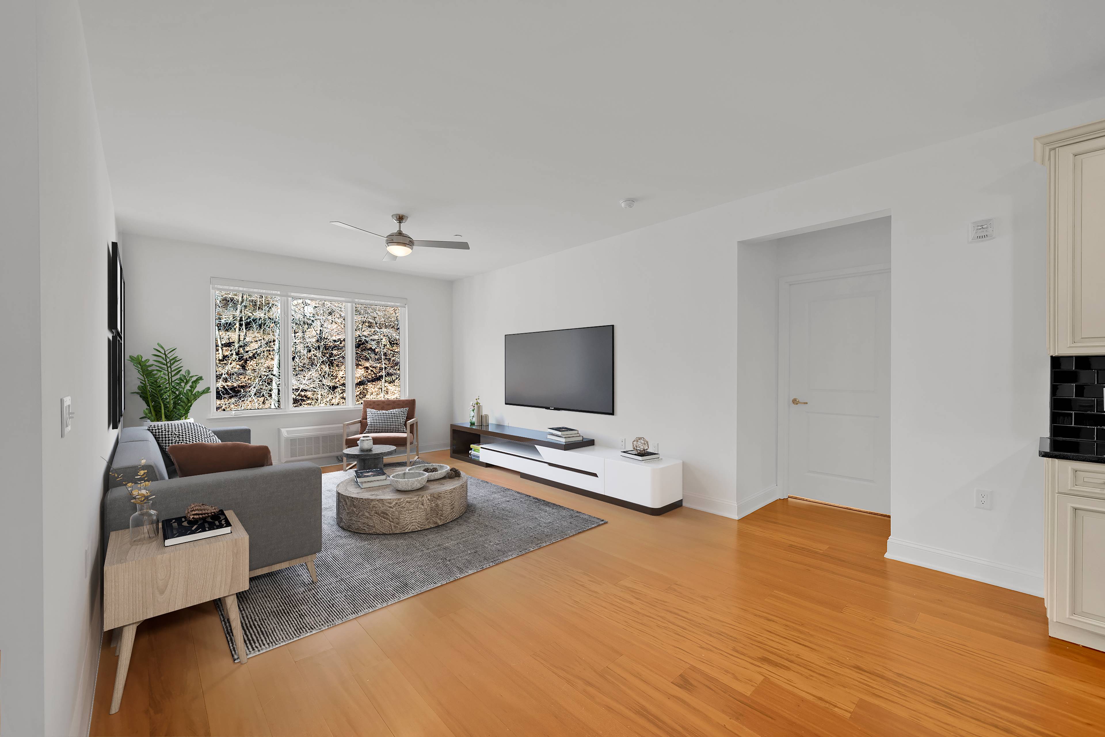 Residence 505 is an oversized two bedroom and two full bathroom home located in The Infinity.  No Broker Fee Living!