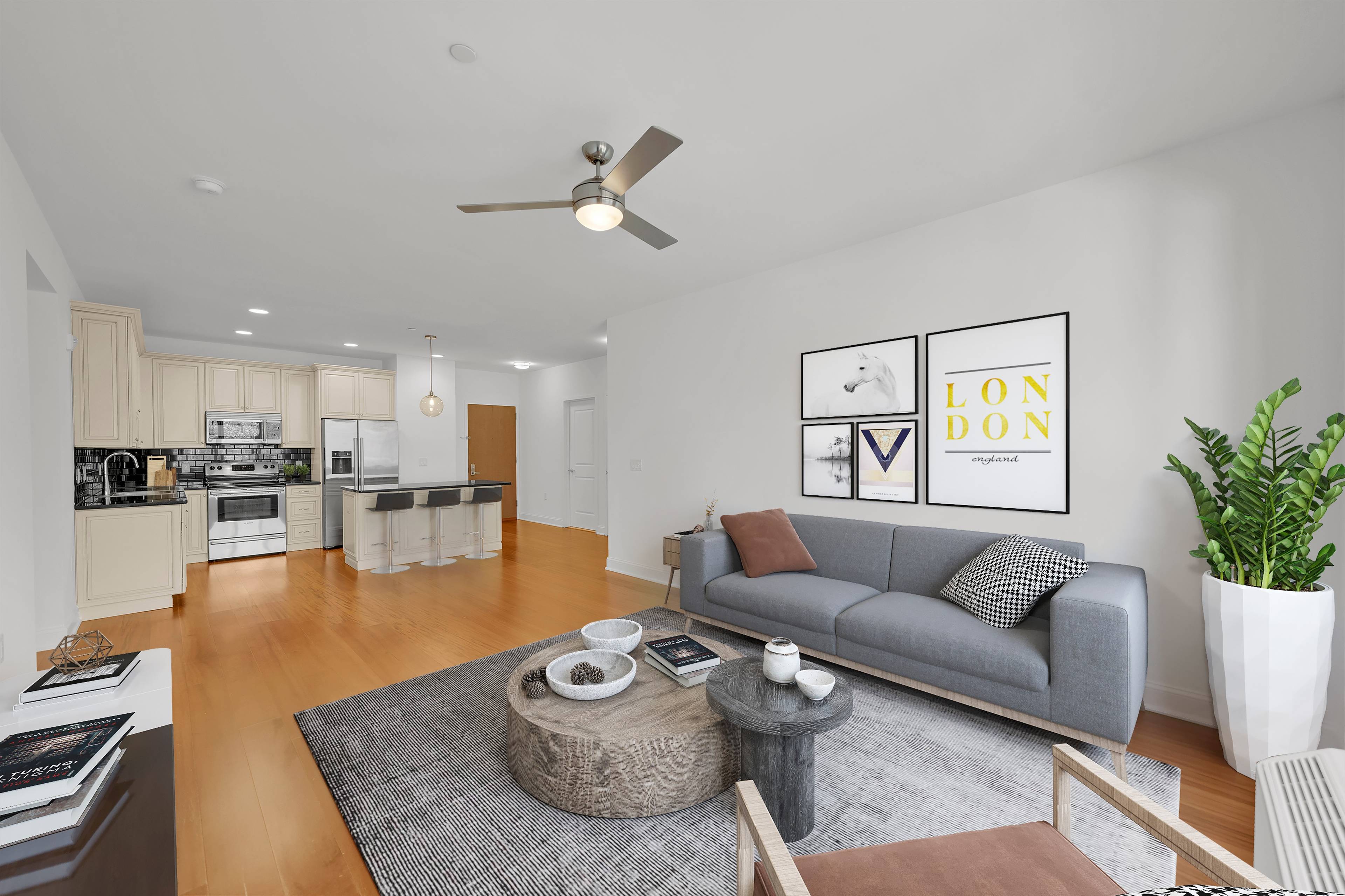 Residence #507 is an oversized 2 bedroom / 2 full bathroom rental at The Infinity.