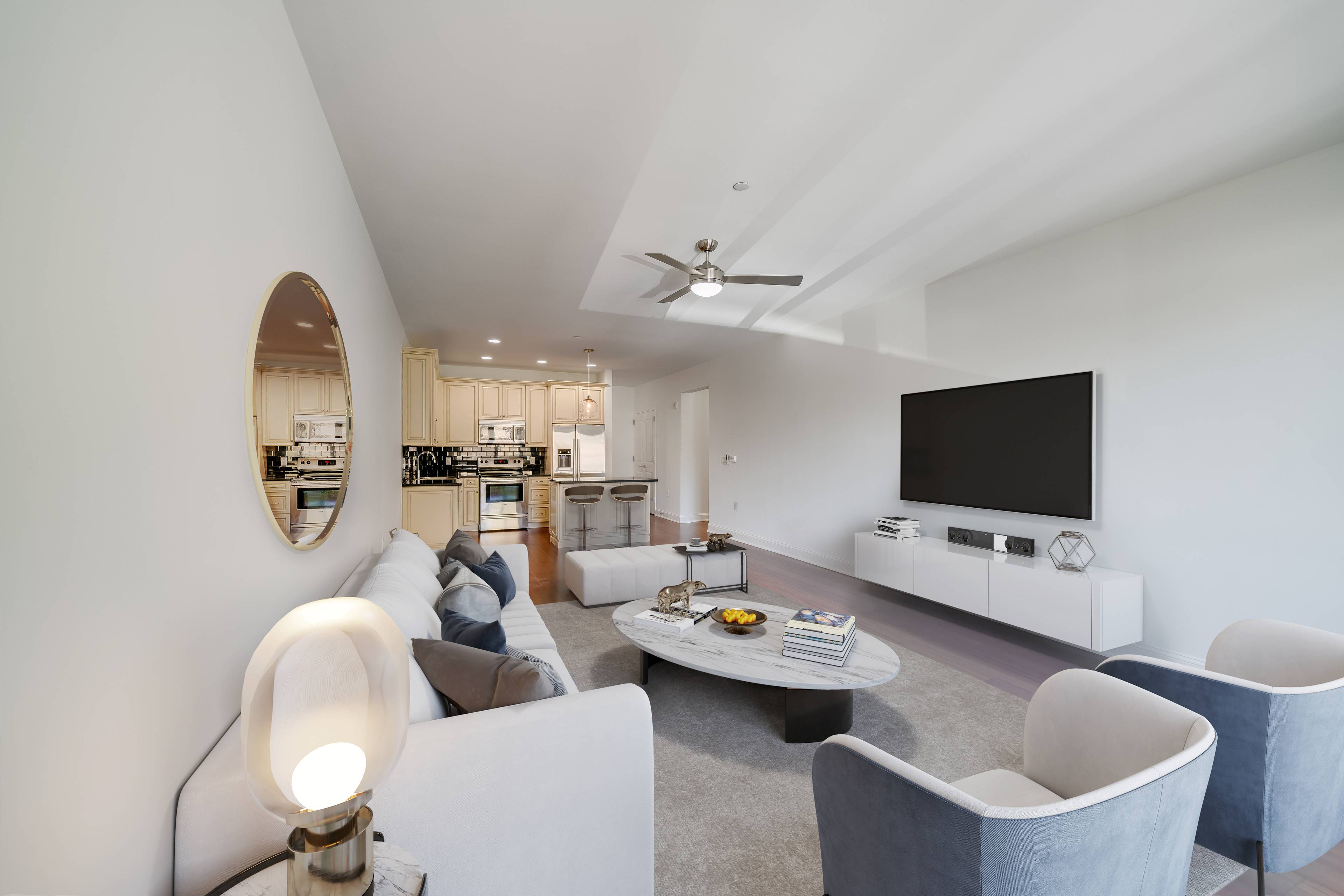Residence #425 is an oversized 2 bedroom / 2 full bathroom rental at The Infinity.  No Brokers Fees.  Laundry In Unit.  On Site Parking Garage.