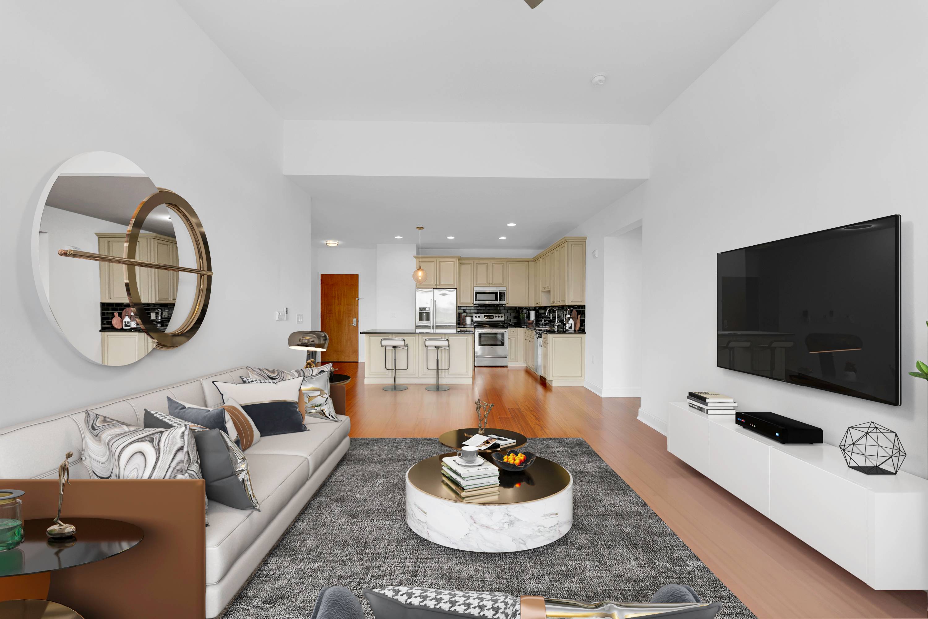 Residence #618 is a Top Floor 2 Bedroom 2 Bath (1200 Sqft) apartment rental at The Infinity in Edgewater NJ.