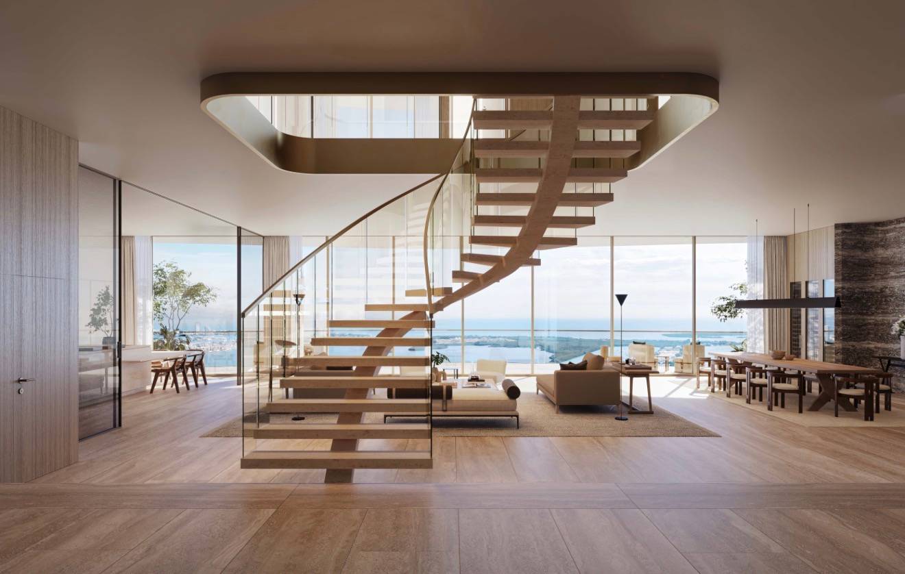Two Story Designer Brickell Penthouse with Direct Sunrise and Sunset | Open Ocean Views, Private Theater & 600 Bottle Wine Cellar | 4 Beds | 4+ Baths | 6,686 SF