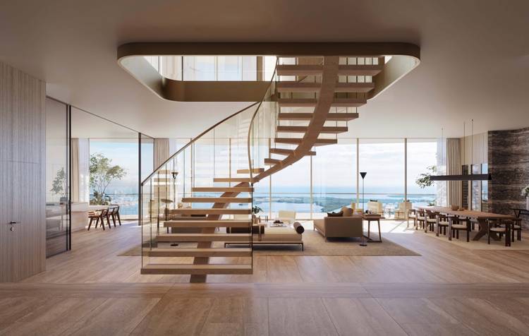 Two Story Designer Brickell Penthouse with Direct Sunrise and Sunset | Open Ocean Views, Private Theater & 600 Bottle Wine Cellar | 4 Beds | 4+ Baths | 6,686 SF