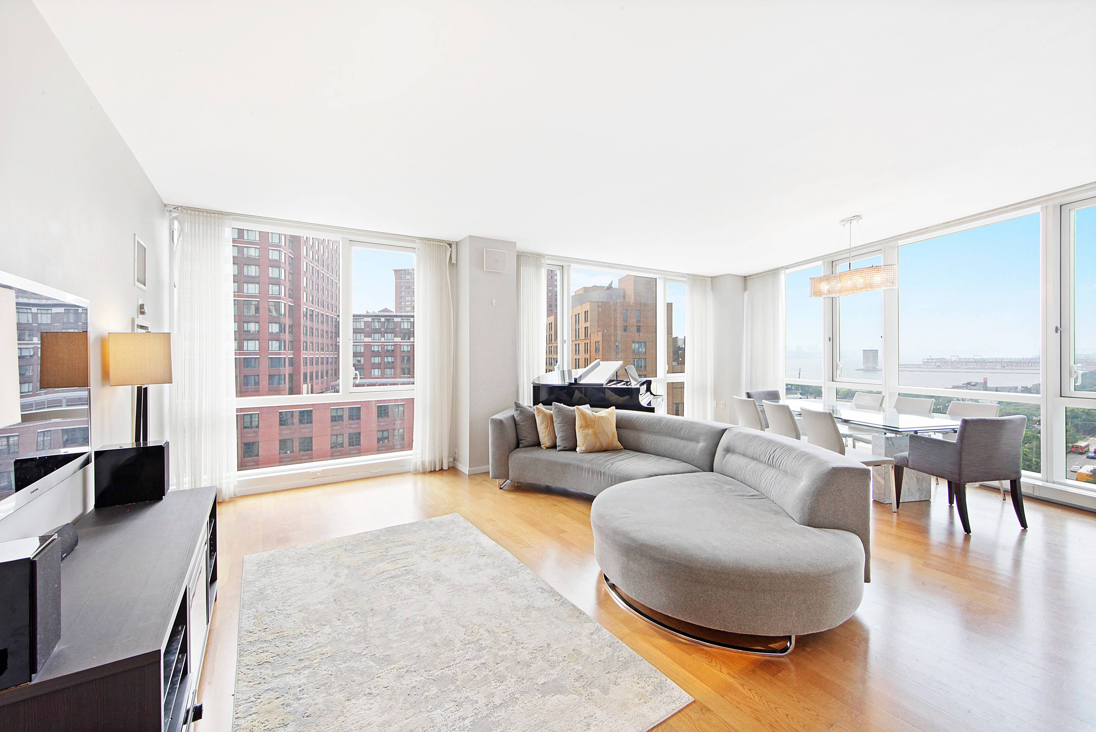 Corner Furnished 2 Bed, 2 Bath at 200 Chambers w/ Hudson River Views