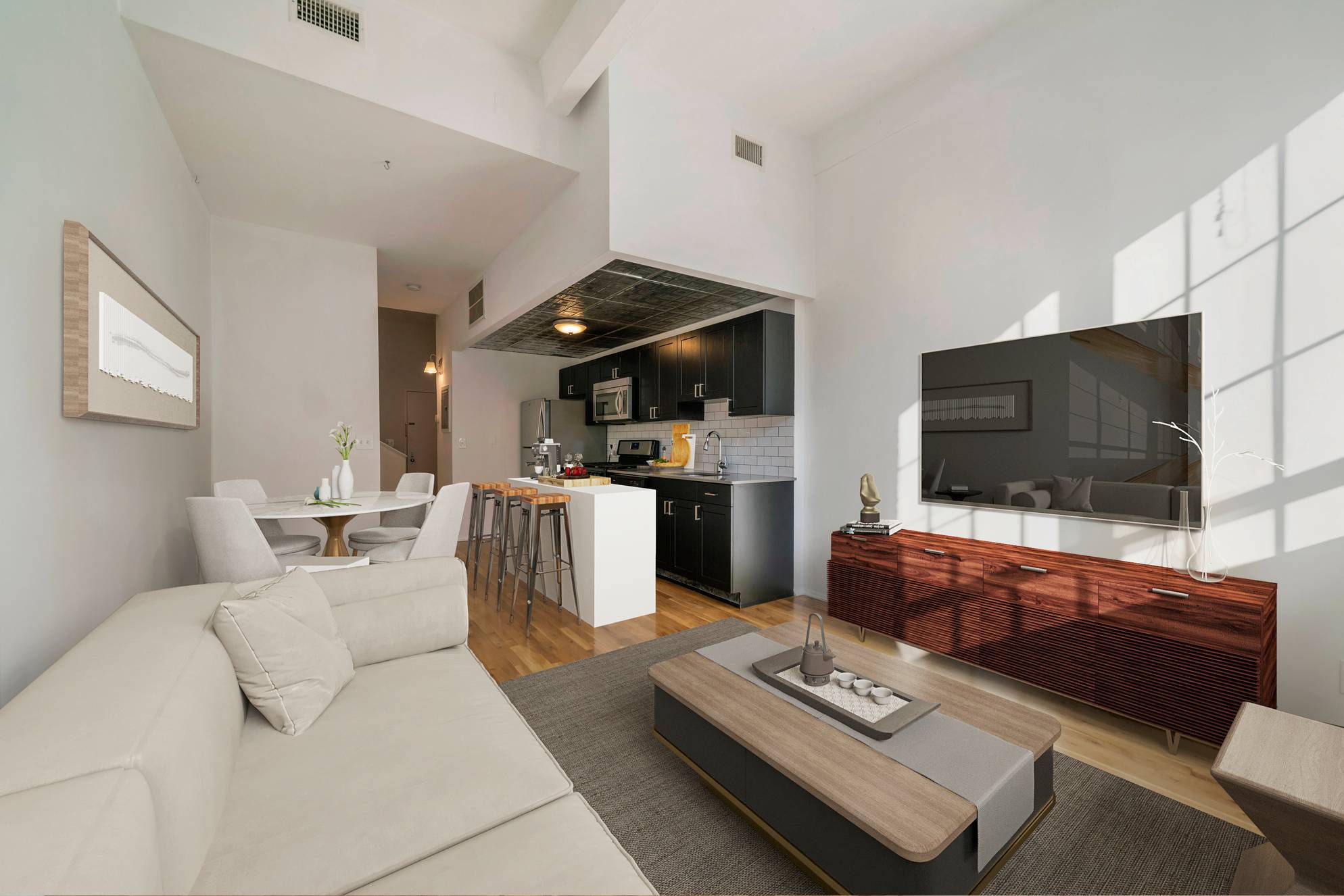 Beautiful Open and Spacious 2 Bedroom 1.5 Bathroom Soho Loft Duplex located at the Grand Adams in Downtown Hoboken!