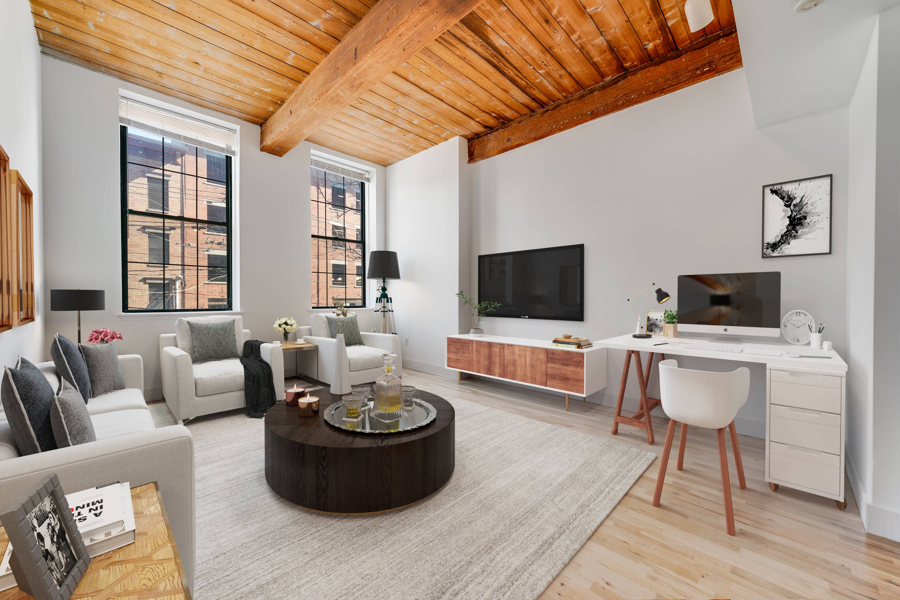 Beautiful Brand New Renovated 2BR, 1.5Ba Located at the Grand Adams in Hoboken, NJ!  Original Wood Ceilings.  Elevator and On Site Management Building!  Laundry In Unit!